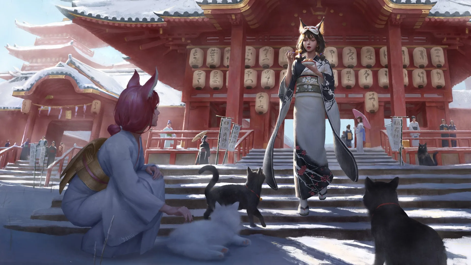 女性 亚洲 幻想艺术 建筑 亚洲建筑 传统服装 电脑壁纸 4K壁纸