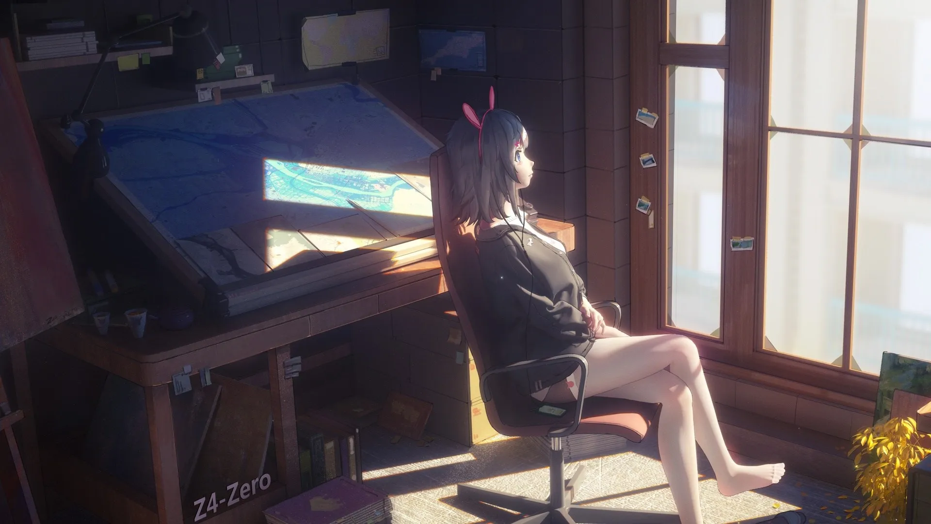 动漫 白色袜子 房间 动漫女孩 电脑壁纸 4K壁纸