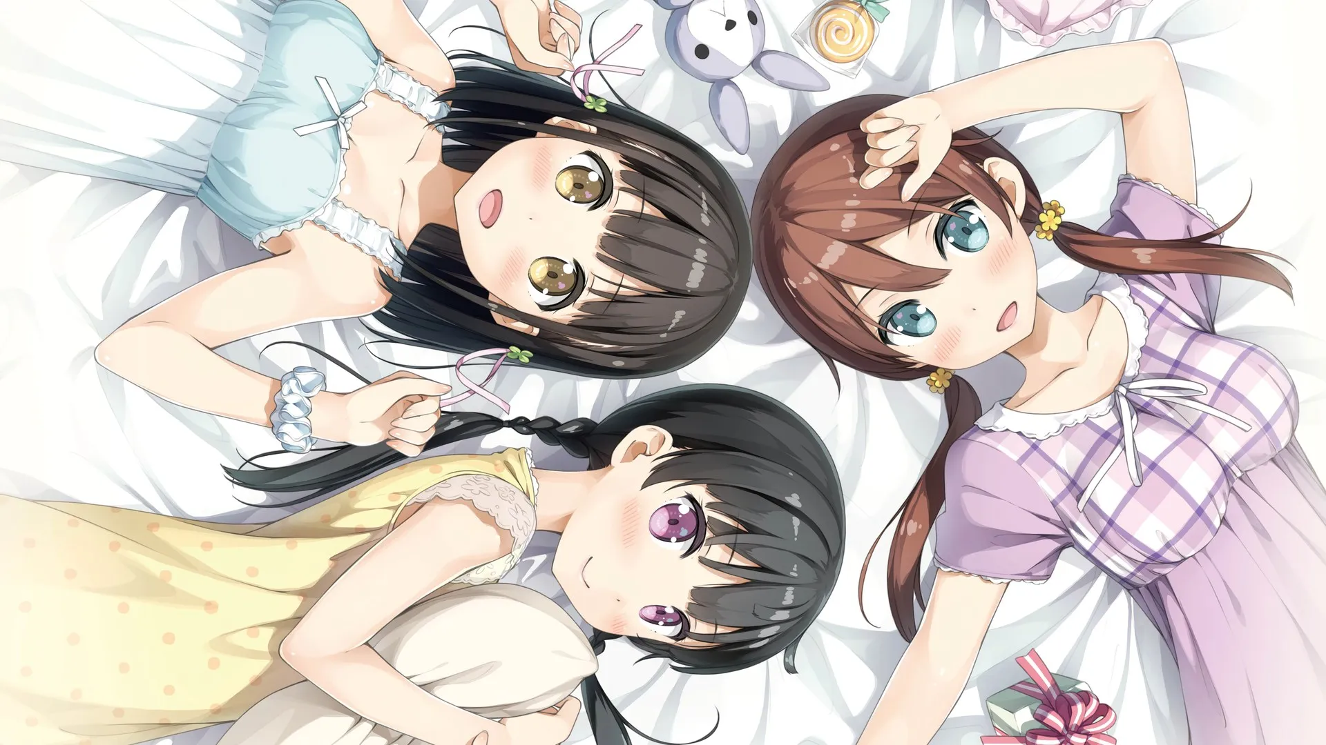 动漫女孩 花坂裕 森原夏树 青岛茂 顶视 连衣裙 夏装 电脑壁纸 4K壁纸