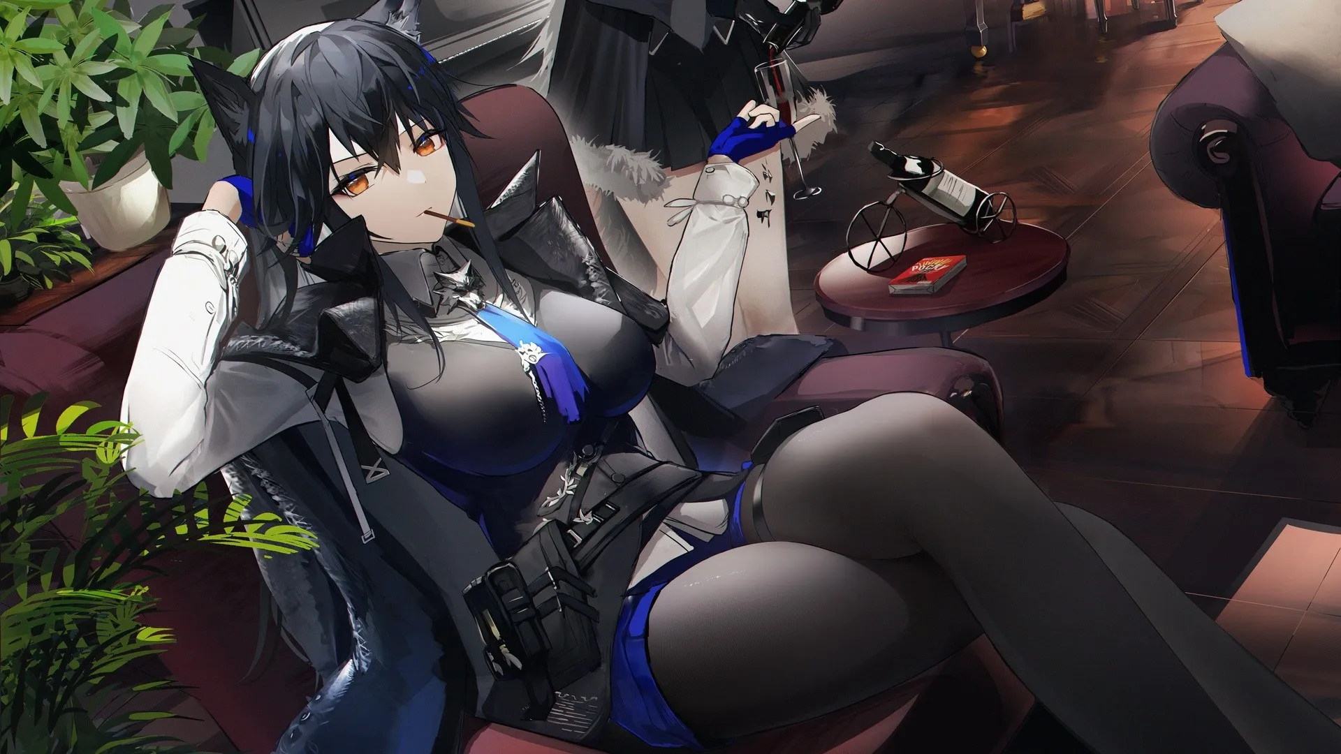 动漫 动漫女孩 明日方舟 茶 葡萄酒 植物 狼女孩 电脑壁纸 4K壁纸