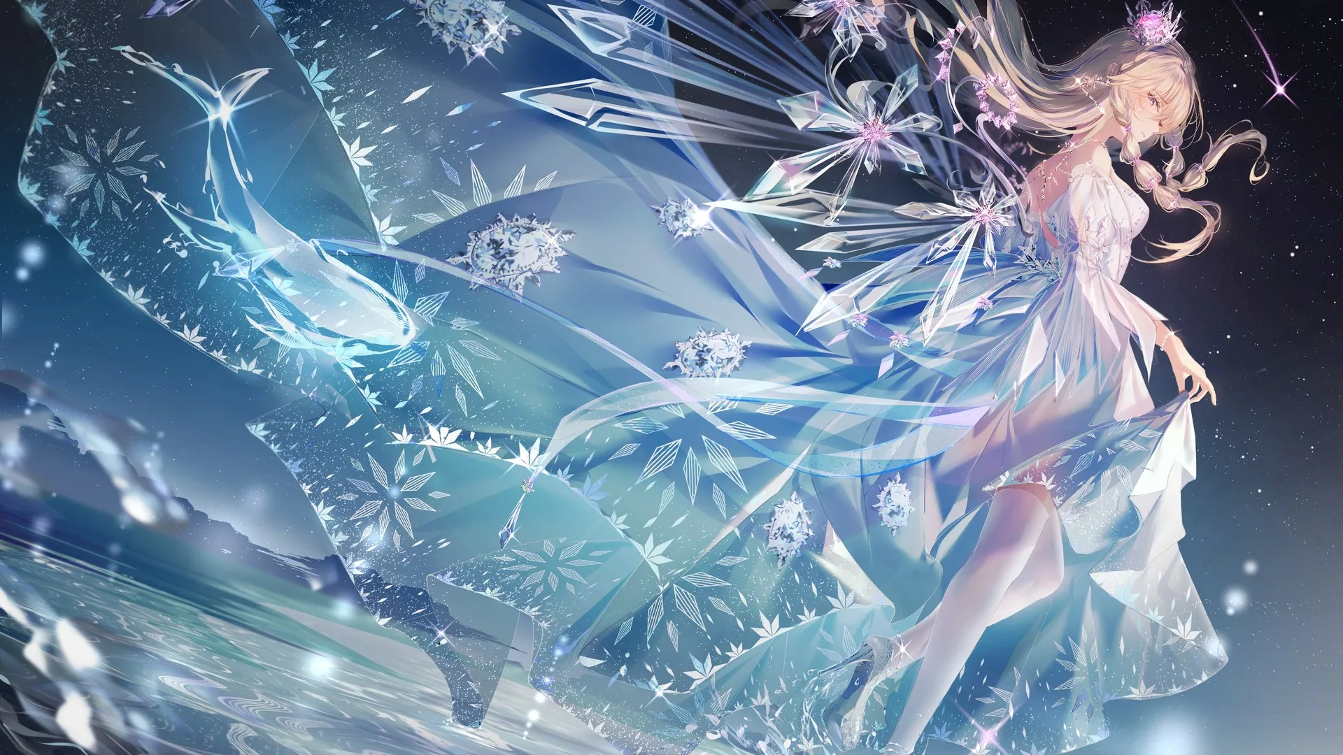 金发女郎 纯帕库卡伦 动漫女孩 连衣裙 高跟鞋 电脑壁纸 4K壁纸