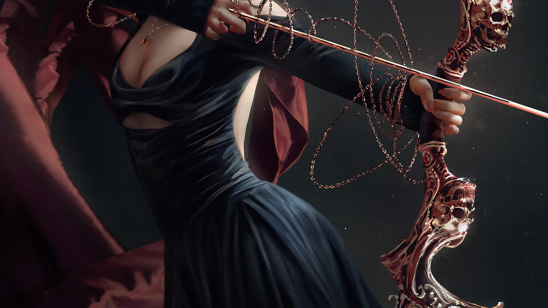 红眼睛 动漫 动漫女孩 弓和箭 黑发 手机壁纸 4K壁纸