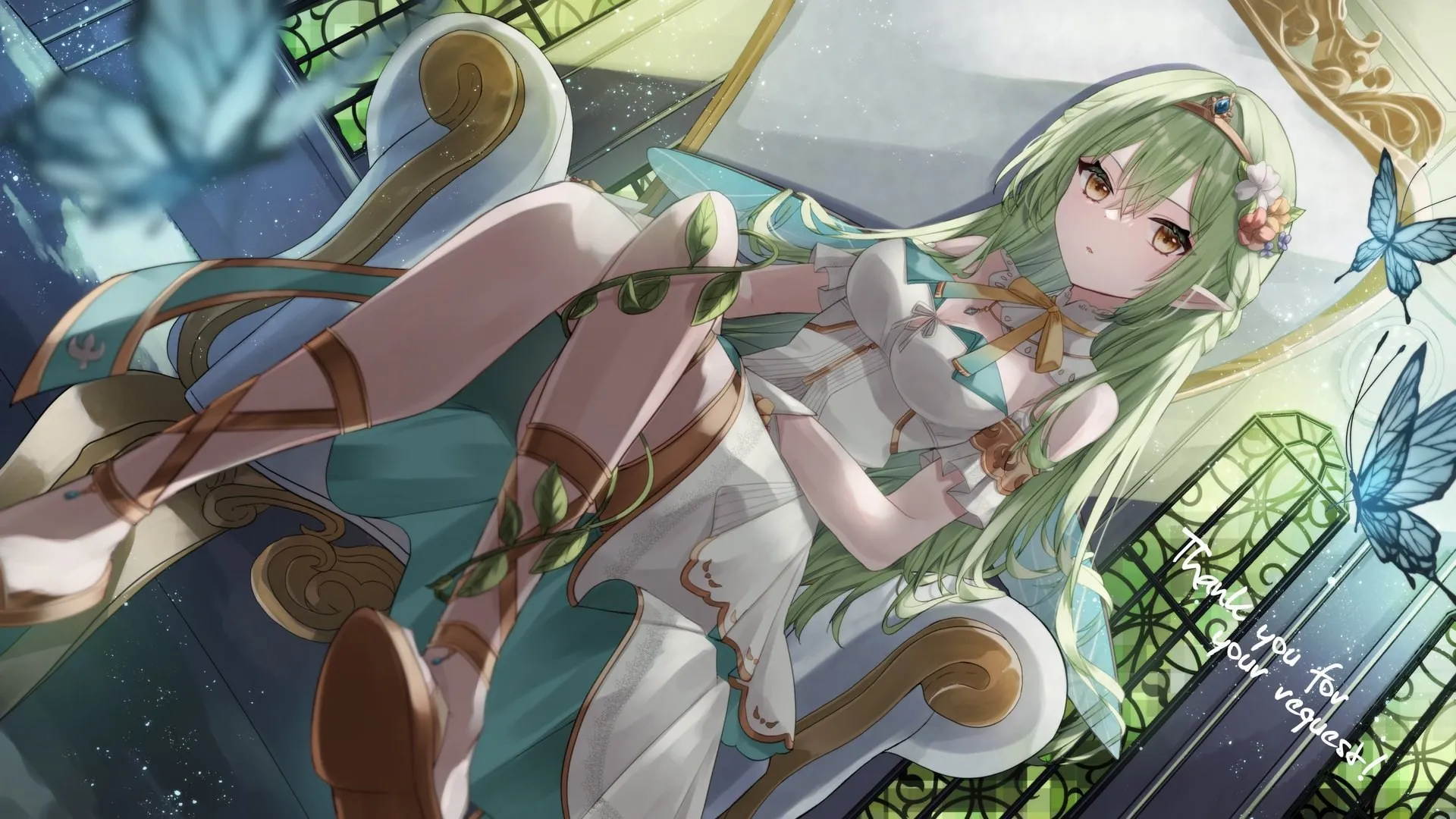 发型 交叉双瞳 动感 动感女孩 眼睛 发型 头发上的花 电脑壁纸 4K壁纸