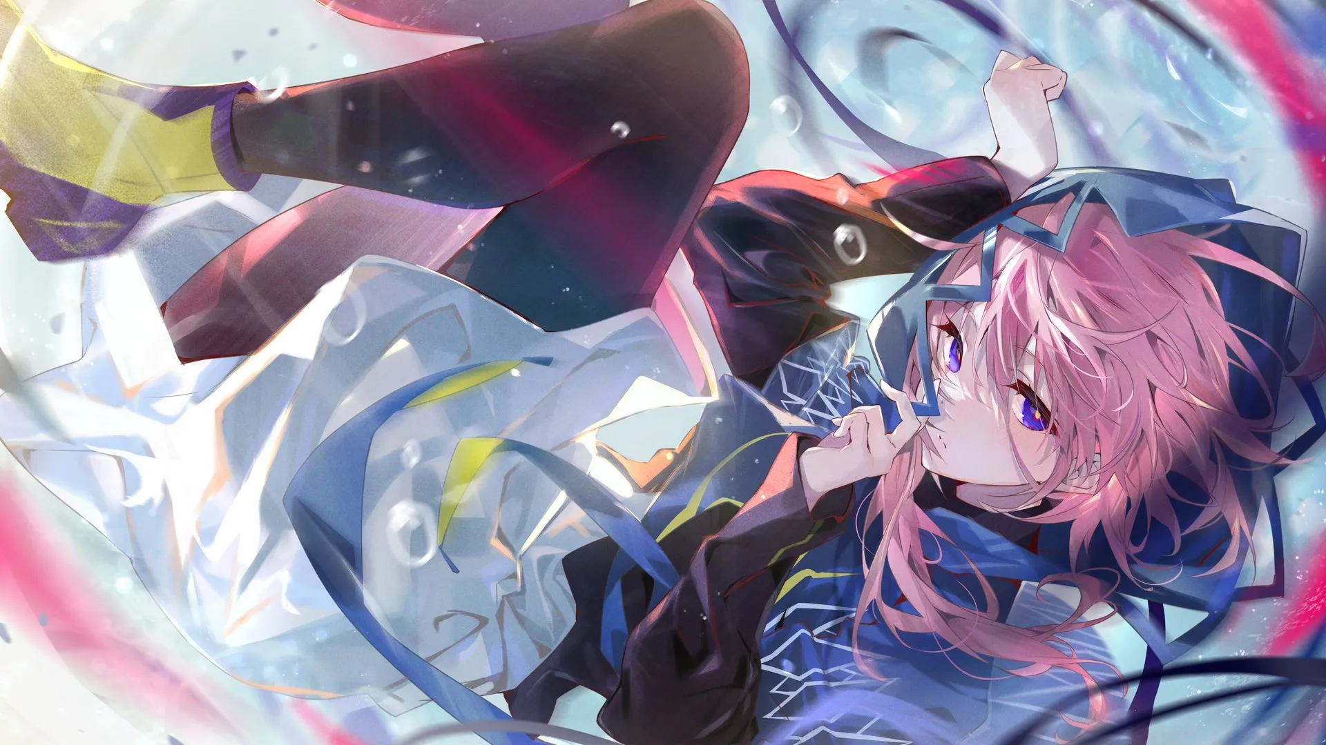 粉色头发 动漫女孩 紫色眼睛 电脑壁纸 4K壁纸