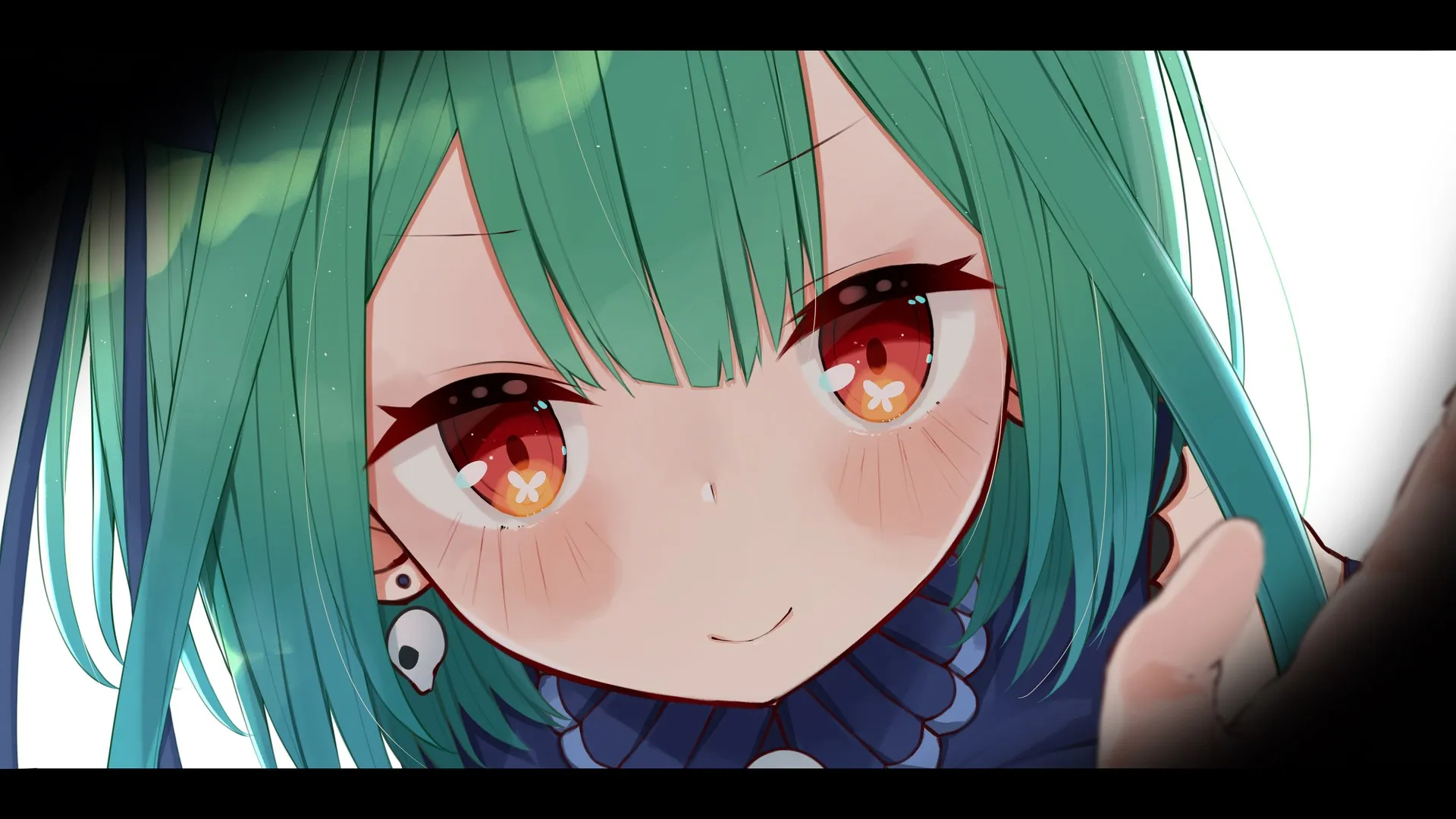 绿头发 脸 动漫 动漫女孩 AI艺术 肖像 电脑壁纸 4K壁纸