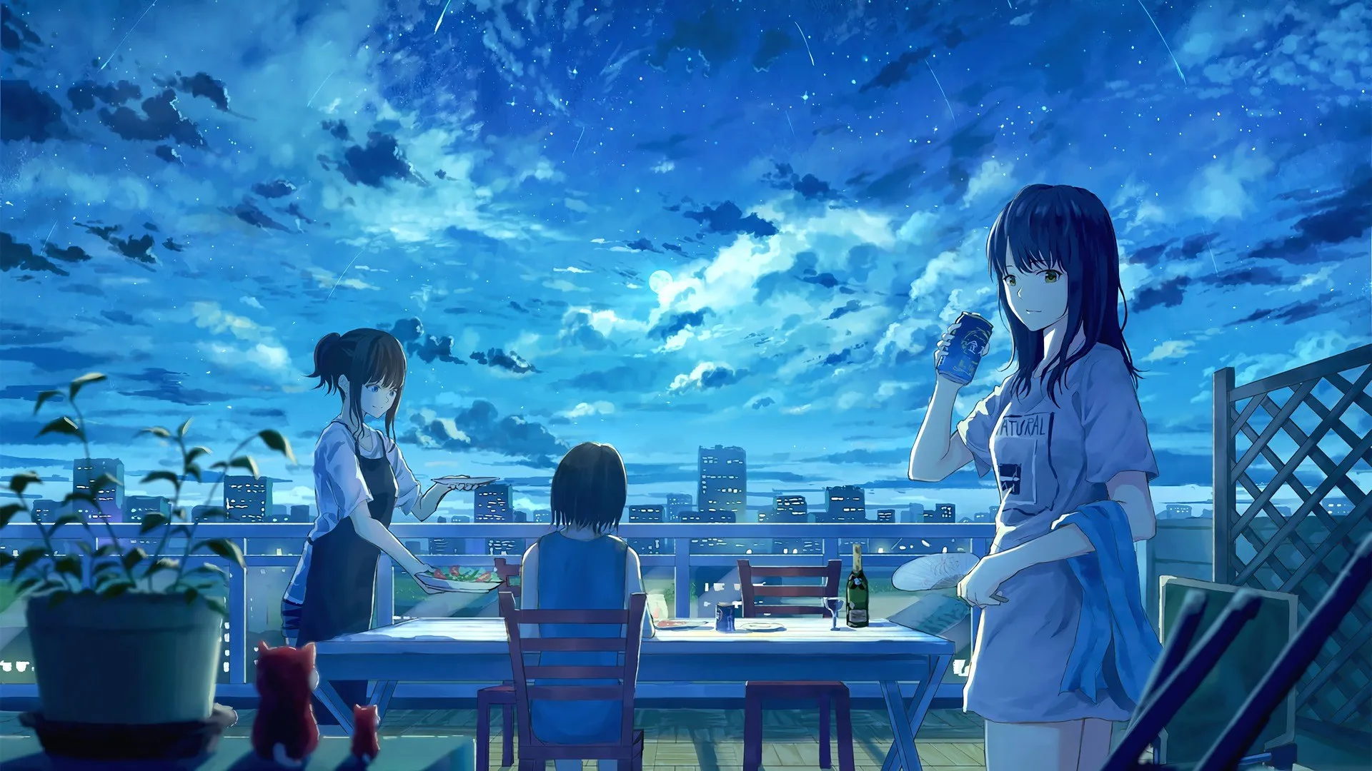 女性团体 动漫女孩 动漫 城市灯光 电脑壁纸 4K壁纸