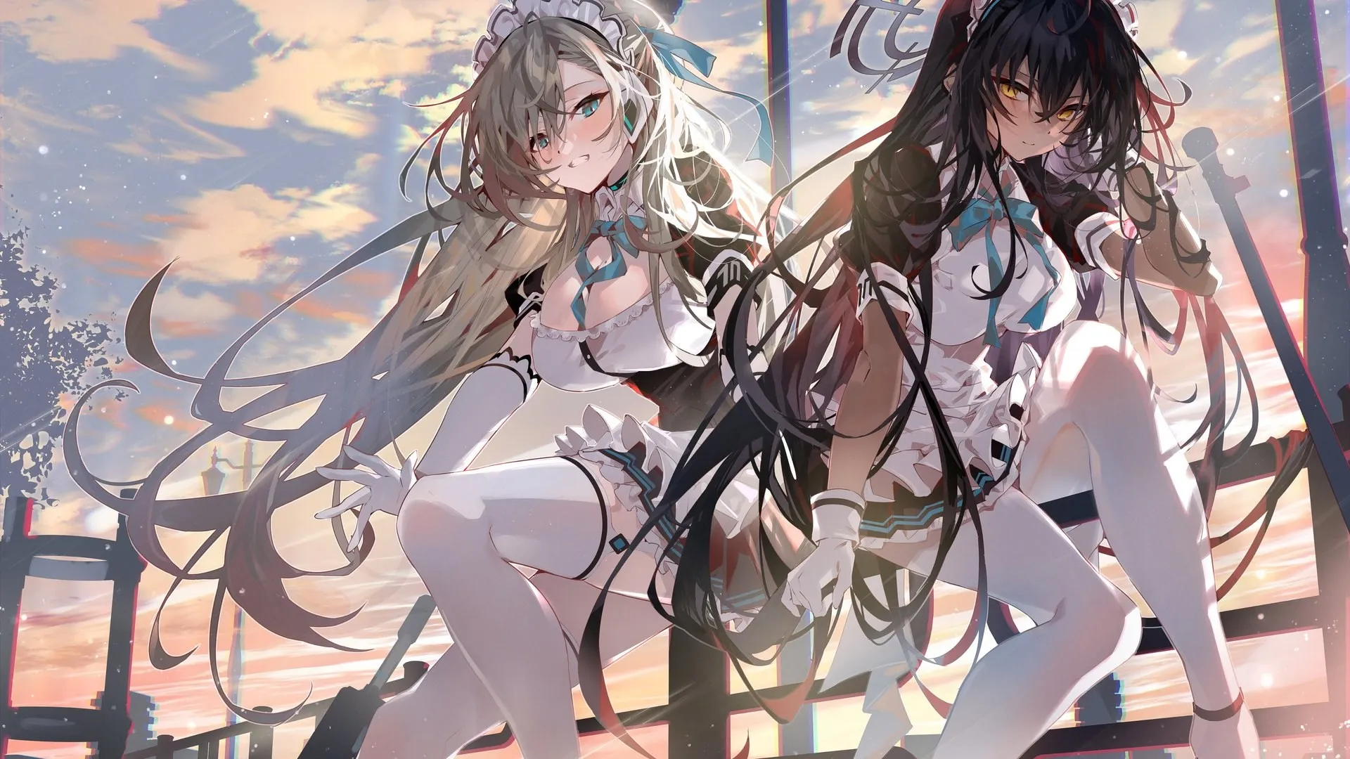 女孩 长发 深色头发 动漫 动漫女孩 长袜 电脑壁纸 4K壁纸