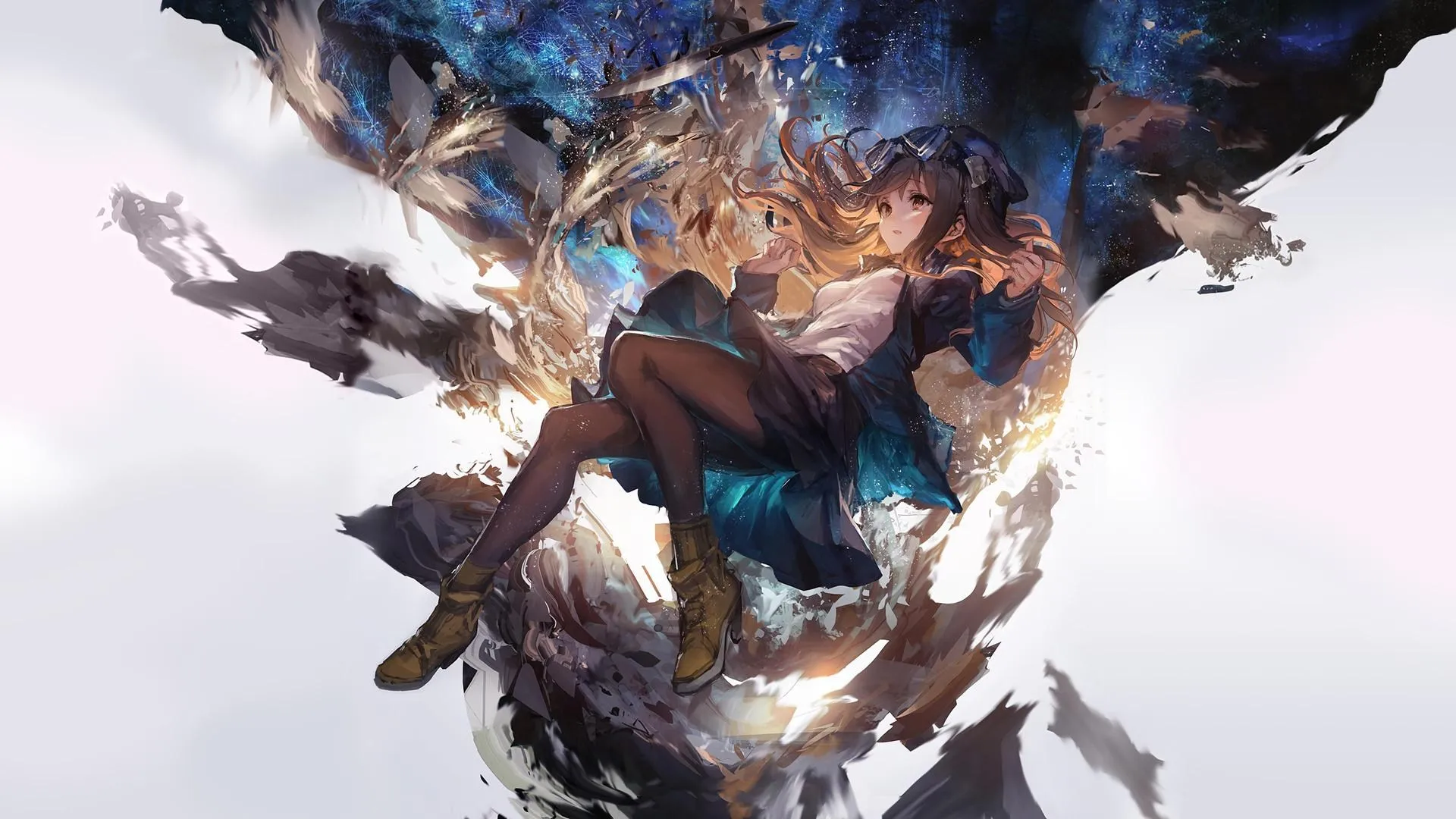 动漫女孩 黑色丝袜 护目镜 电脑壁纸 4K壁纸