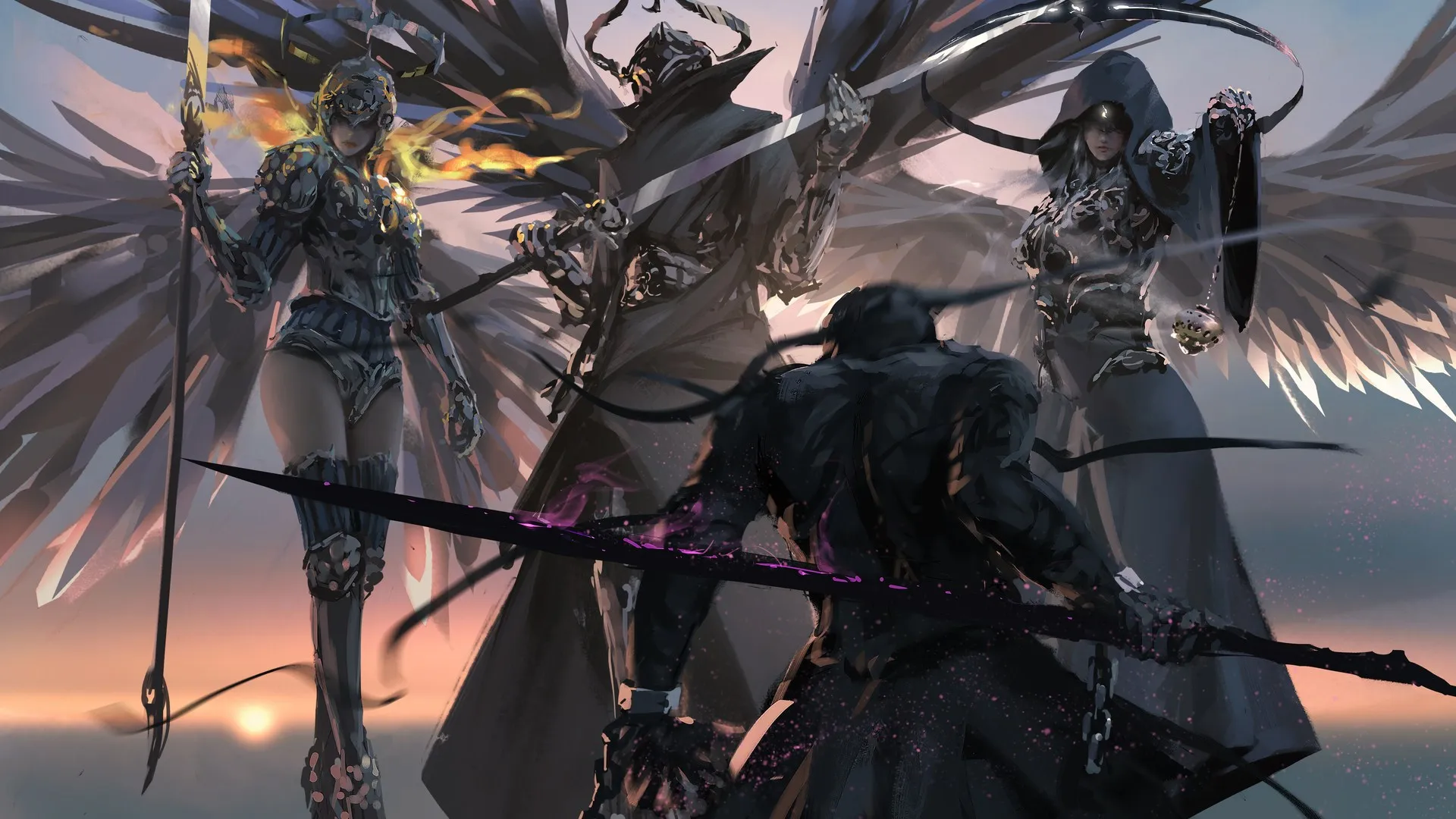 AI艺术 翅膀 长矛 奇幻艺术 电脑壁纸 4K壁纸