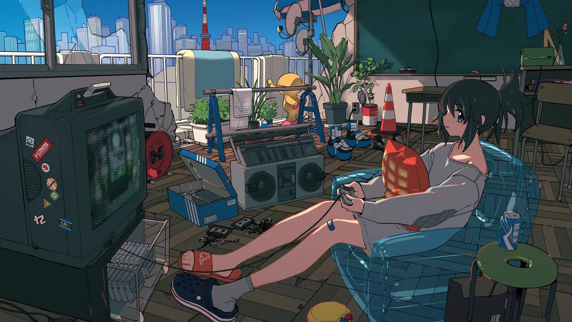 原创角色 坐着 动漫 动漫女孩 电脑壁纸 4K壁纸