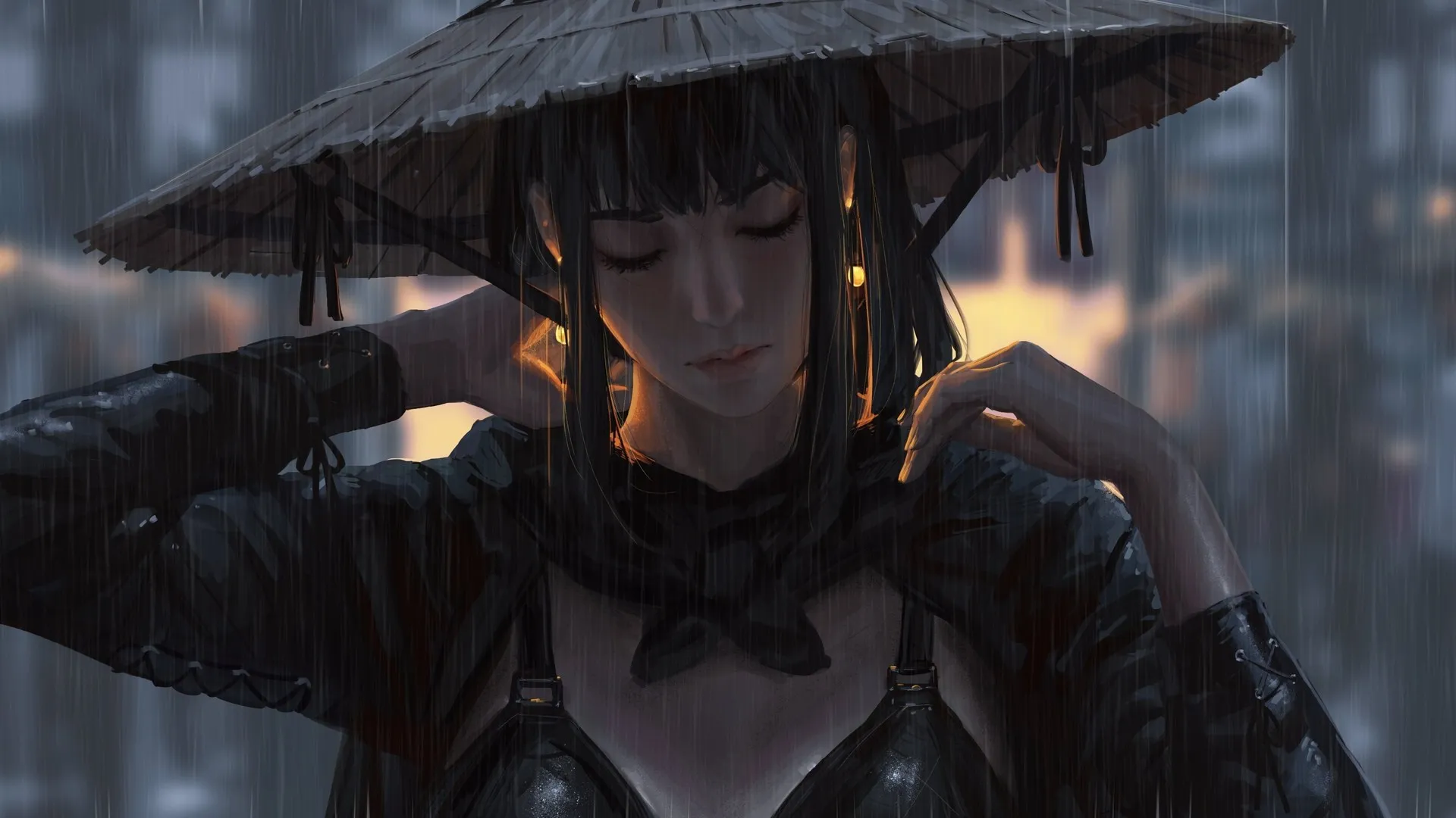 女战士 原创人物 齐肩发 奇幻战士 黑发 动漫女孩 电脑壁纸 4K壁纸