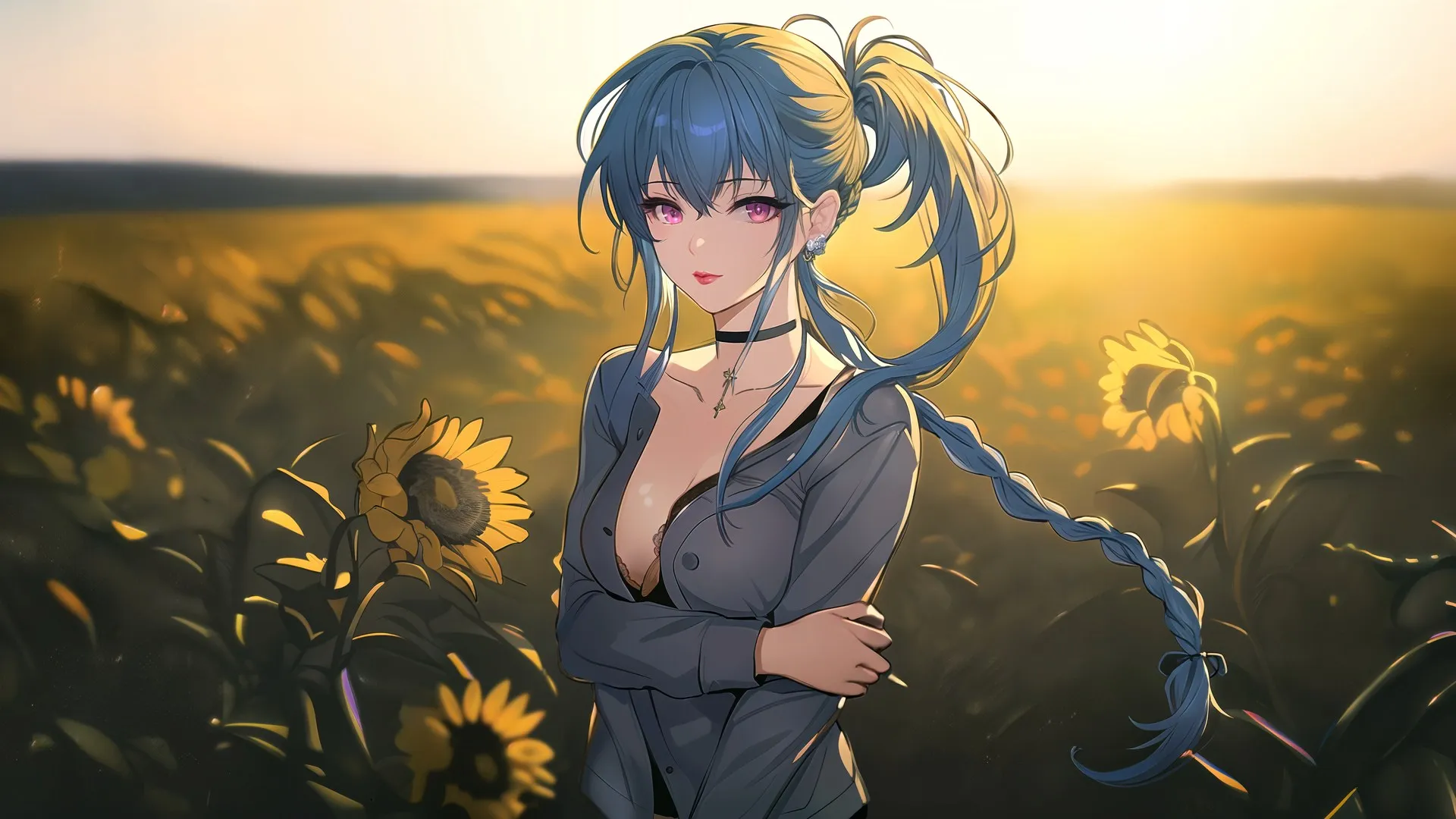 原创人物 动漫女孩 动漫 米娅 AI艺术 向日葵 电脑壁纸 8K壁纸