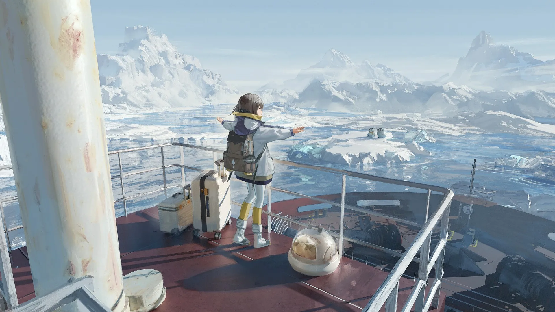 动漫女孩 猫 动物 山 雪 冰山 水 电脑壁纸 4K壁纸