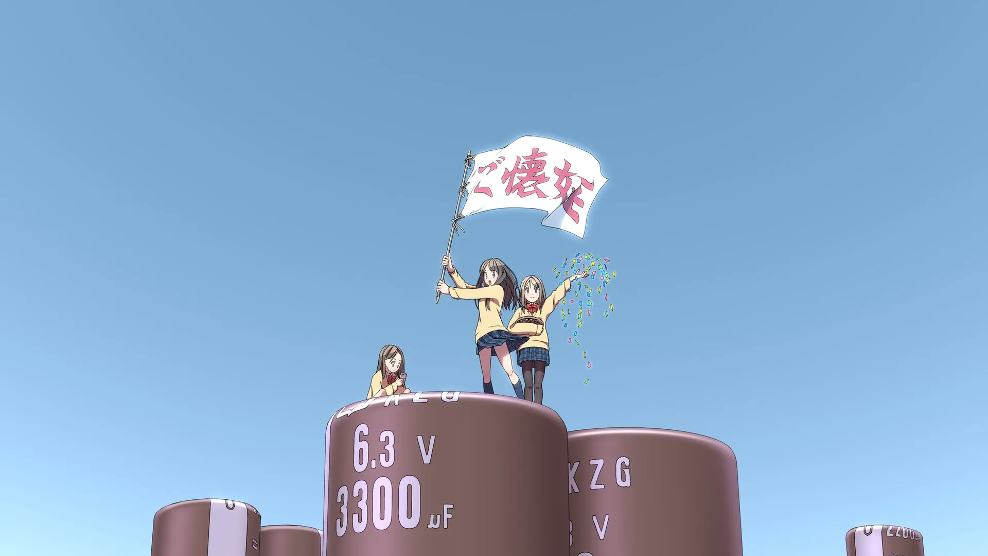 电子 芯片 校服 电脑 黑色连裤袜 动漫女孩 电容器 旗帜 五彩纸屑 电子 动漫 电脑壁纸 4K壁纸