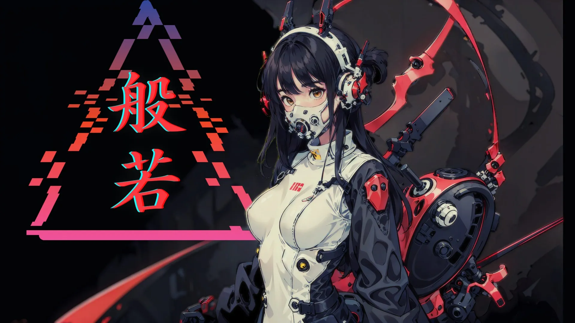 AI艺术 动漫女孩 霓虹灯 电脑壁纸 4K壁纸