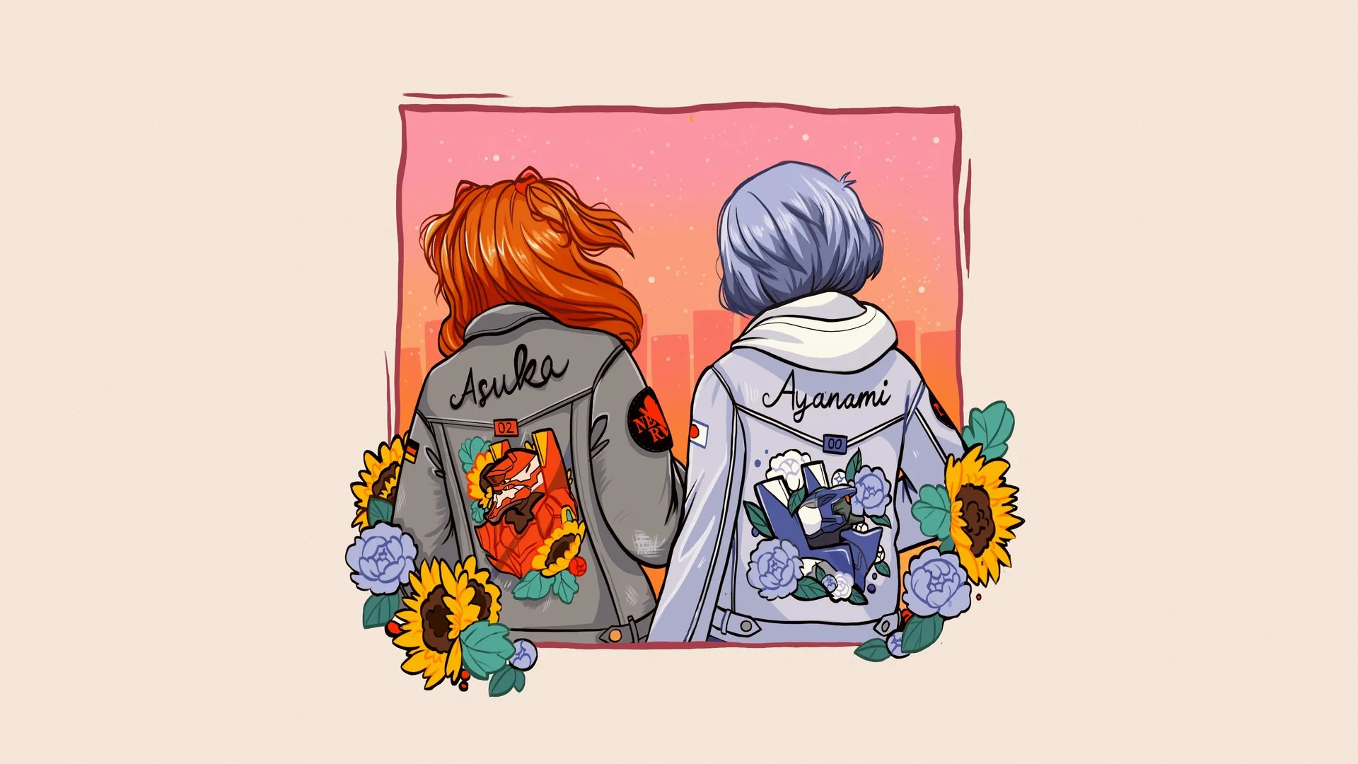 蓝色的头发 红发 长发 短发 后视图 交替服装 电脑壁纸 4K壁纸