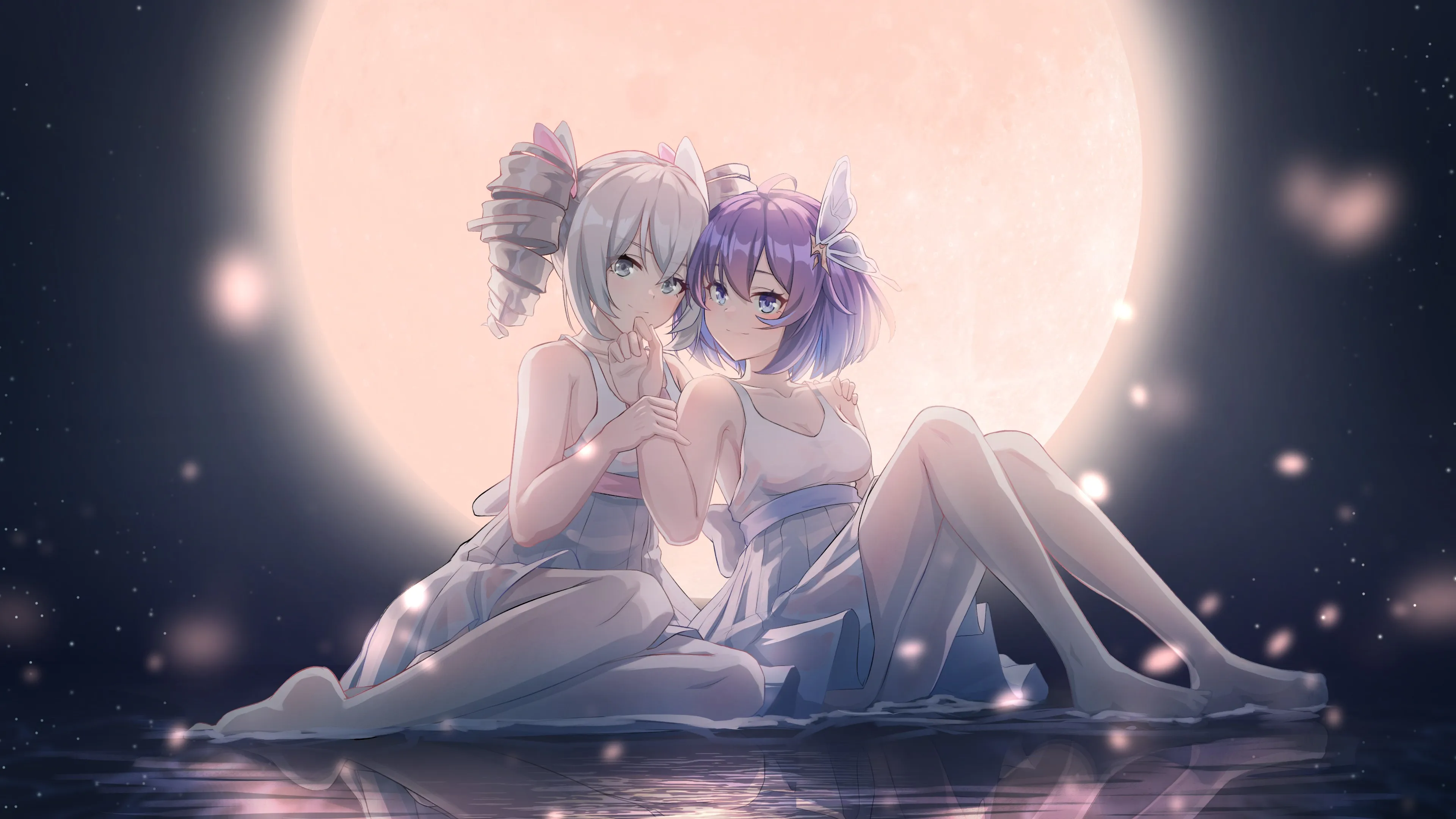 娇小 女孩 动漫 AI艺术 白色 短发 长腿 电脑壁纸 4K壁纸