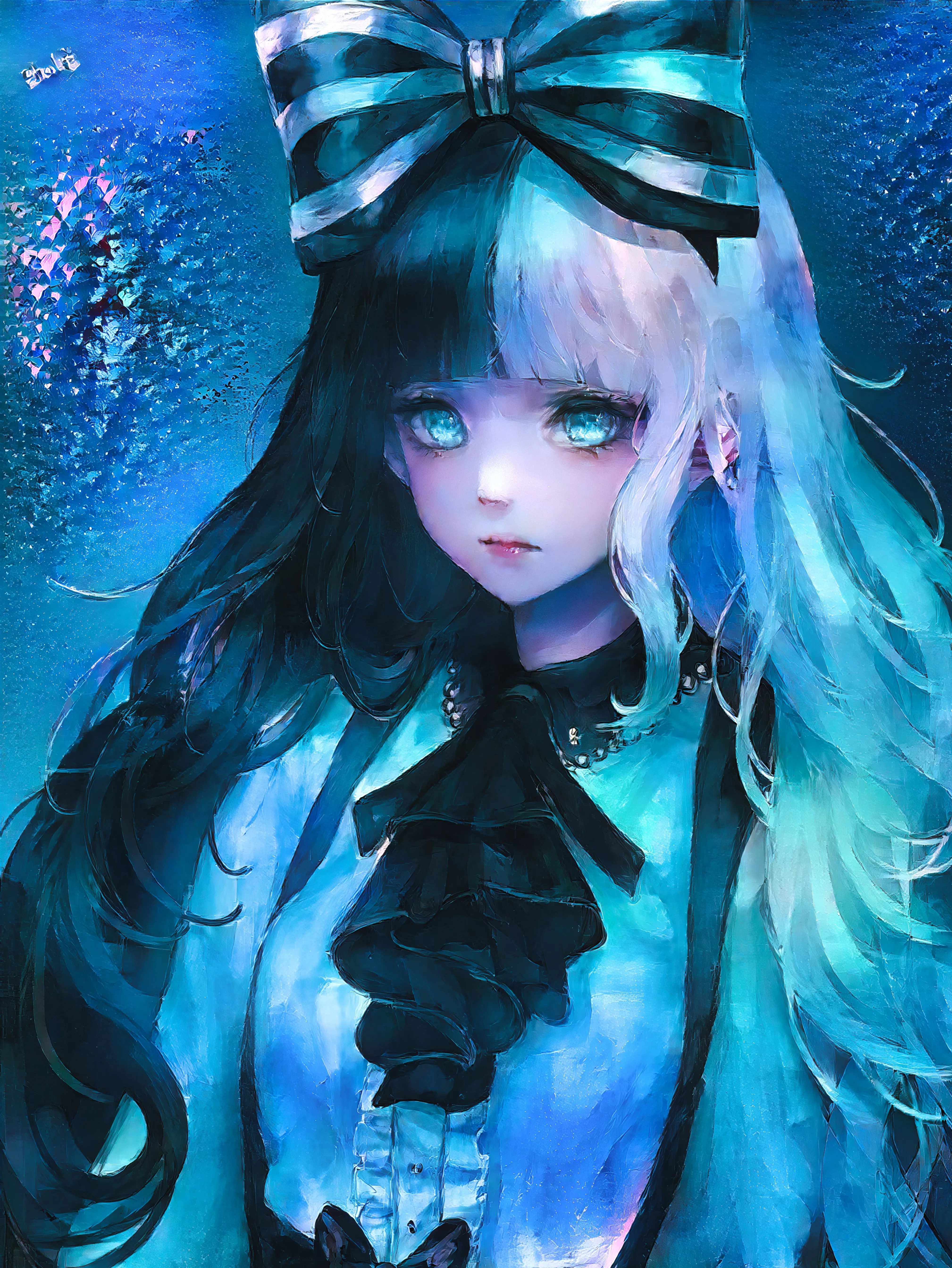 人物 多色头发 动漫 女孩 艺术 艺术 AI艺术 手机壁纸 4K壁纸