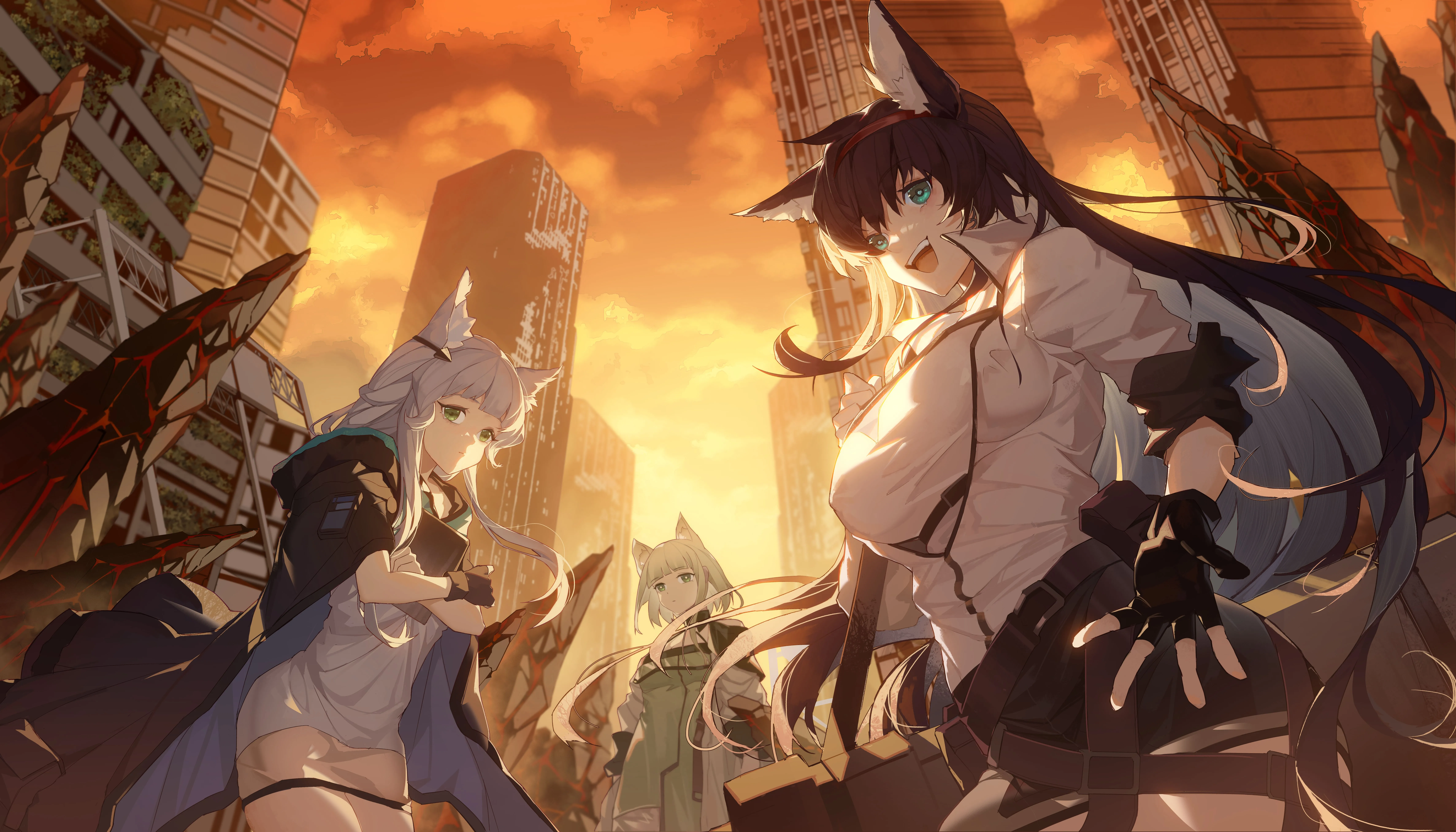 动漫 女孩 兽耳 神枪手 卡西特 神枪手 火焰 电脑壁纸 8K壁纸