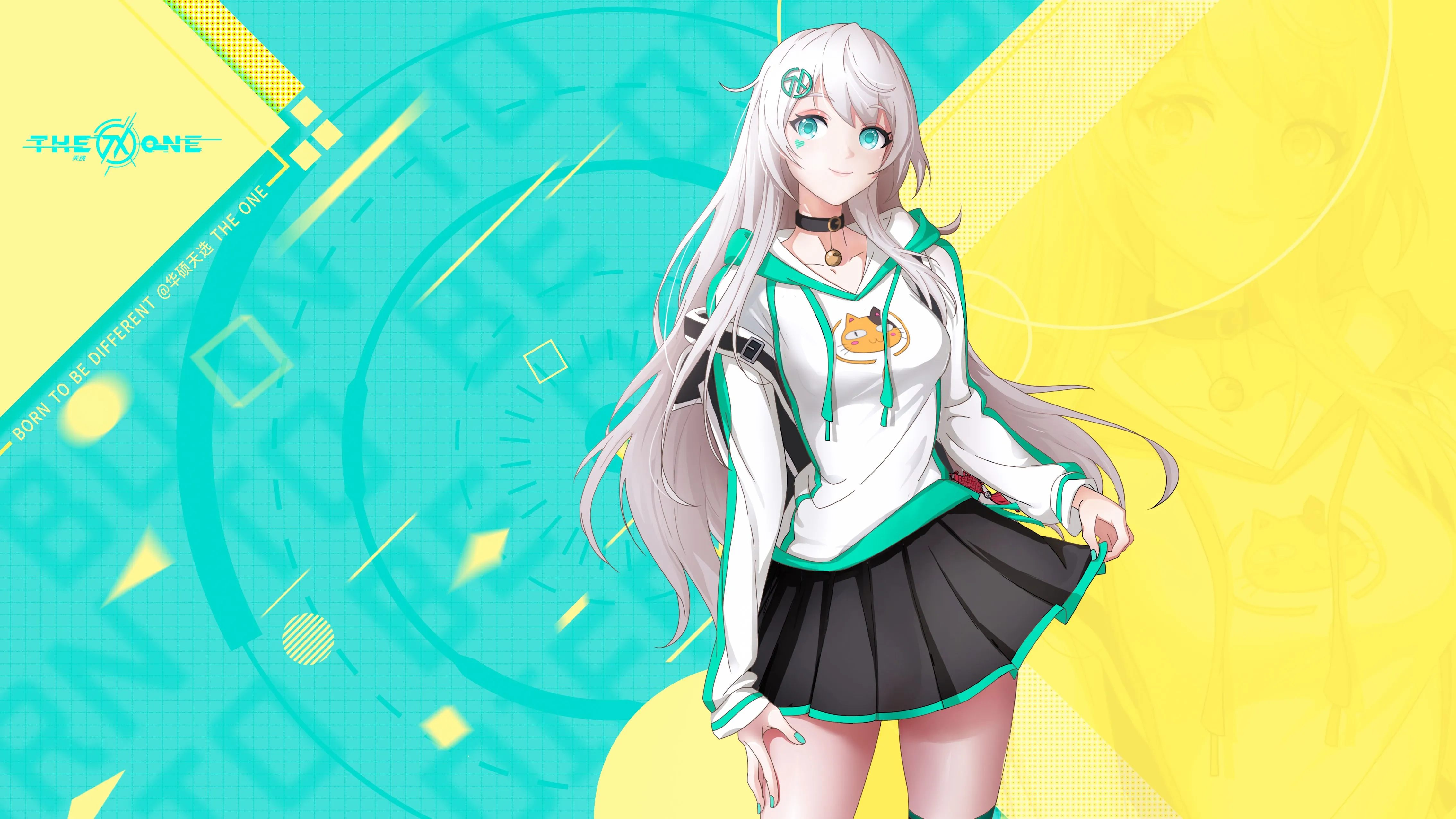 动漫 女孩 短裙 JK 银发 大腿 电脑壁纸 4K壁纸