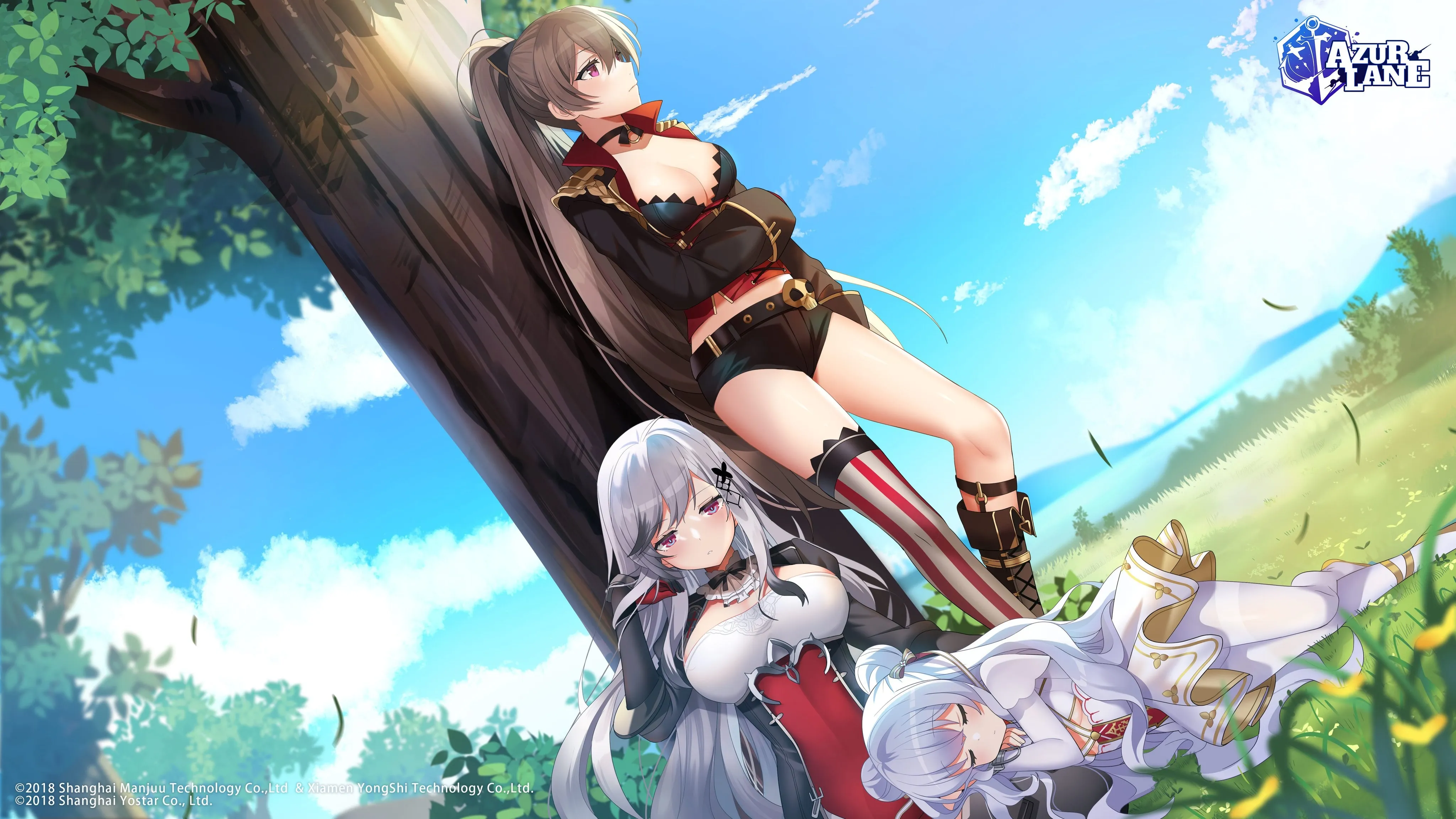 深色头发 马尾辫 长发 动漫 动漫女孩 蔚蓝档案 短裤 萝莉 银发 电脑壁纸 4K壁纸