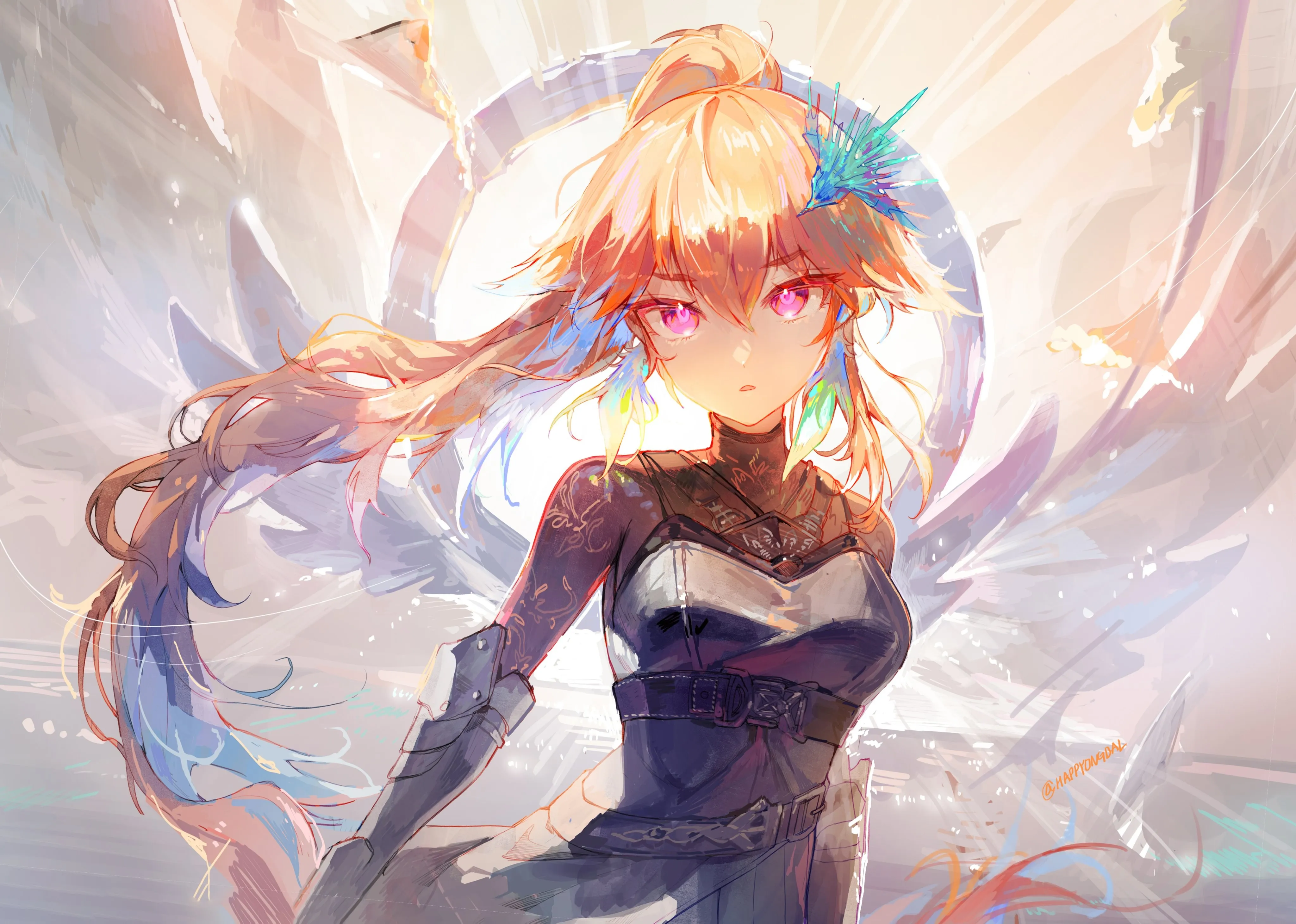 长发 头发 马尾辫 虚拟 动漫女孩 电脑壁纸 4K壁纸