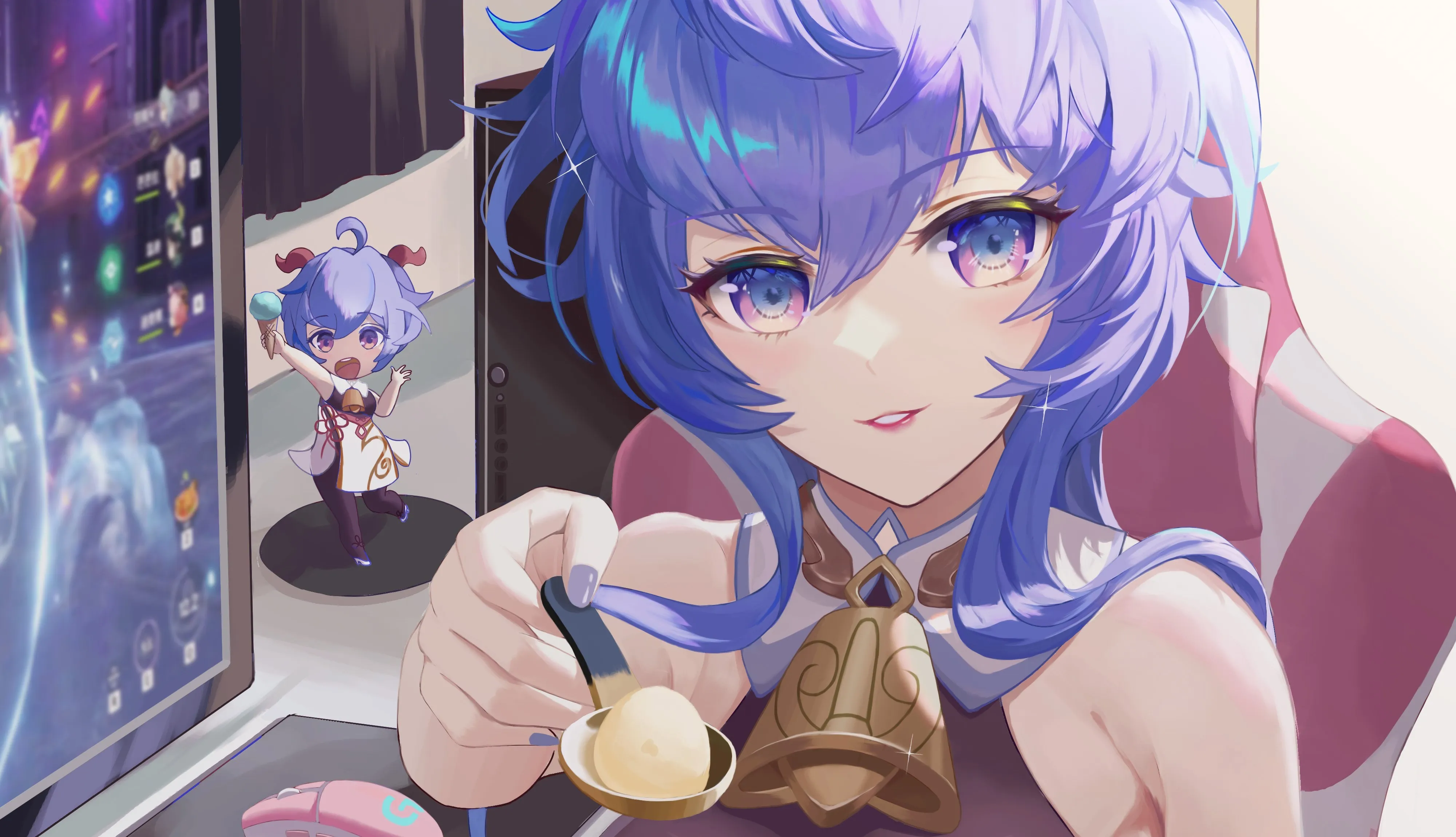 原神 动漫 动漫女孩 紫色 头发 可爱 动画 游戏 电脑壁纸 4K壁纸