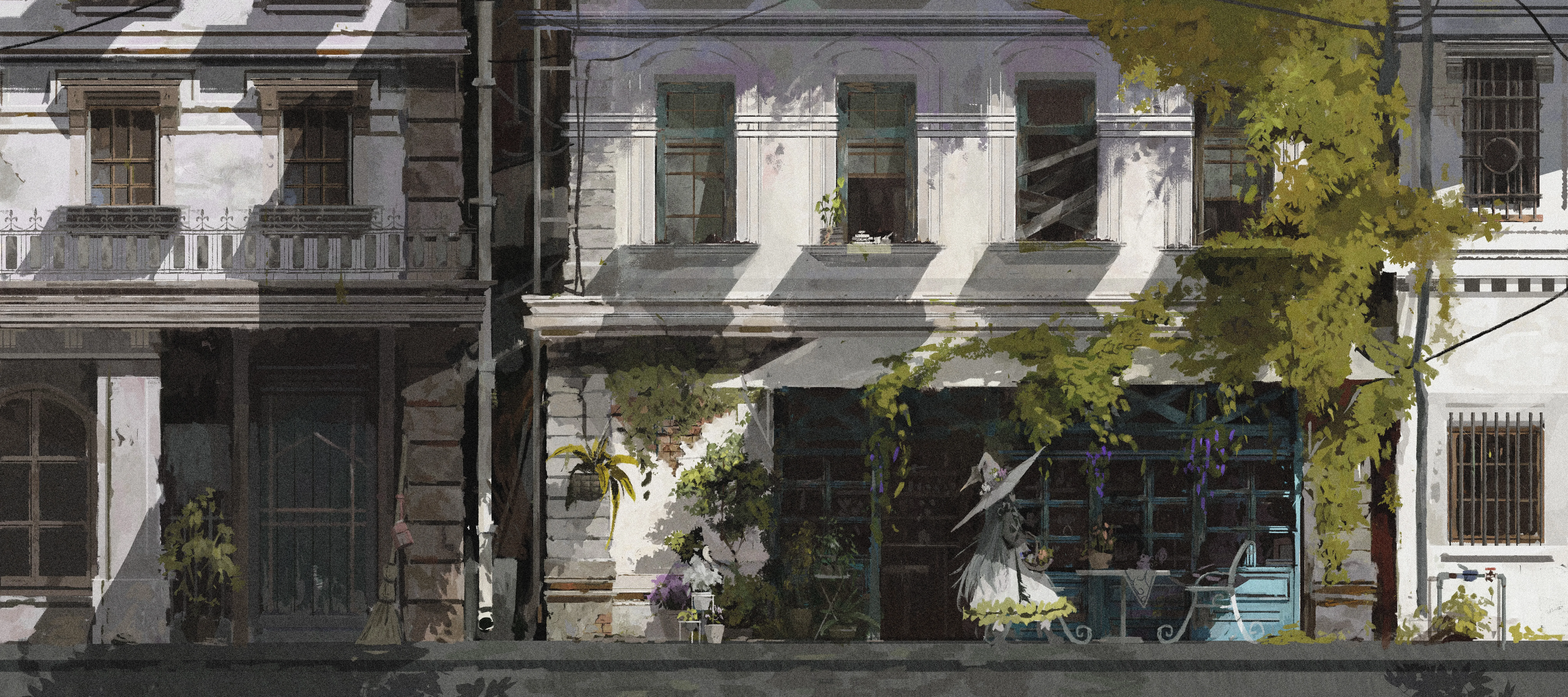 建筑 废弃城市 AI艺术 动漫女孩 末日 绘画 动漫 电脑壁纸 8K壁纸