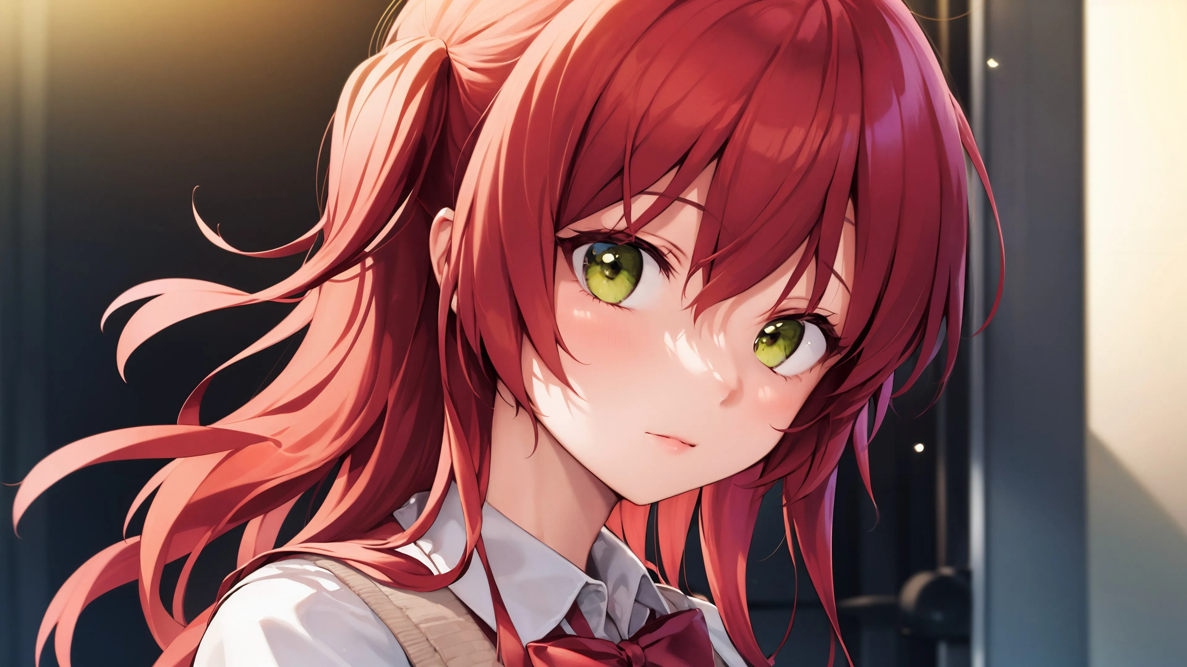 女学生 动漫女孩 人工智能艺术 动漫 校服 领结 4K壁纸