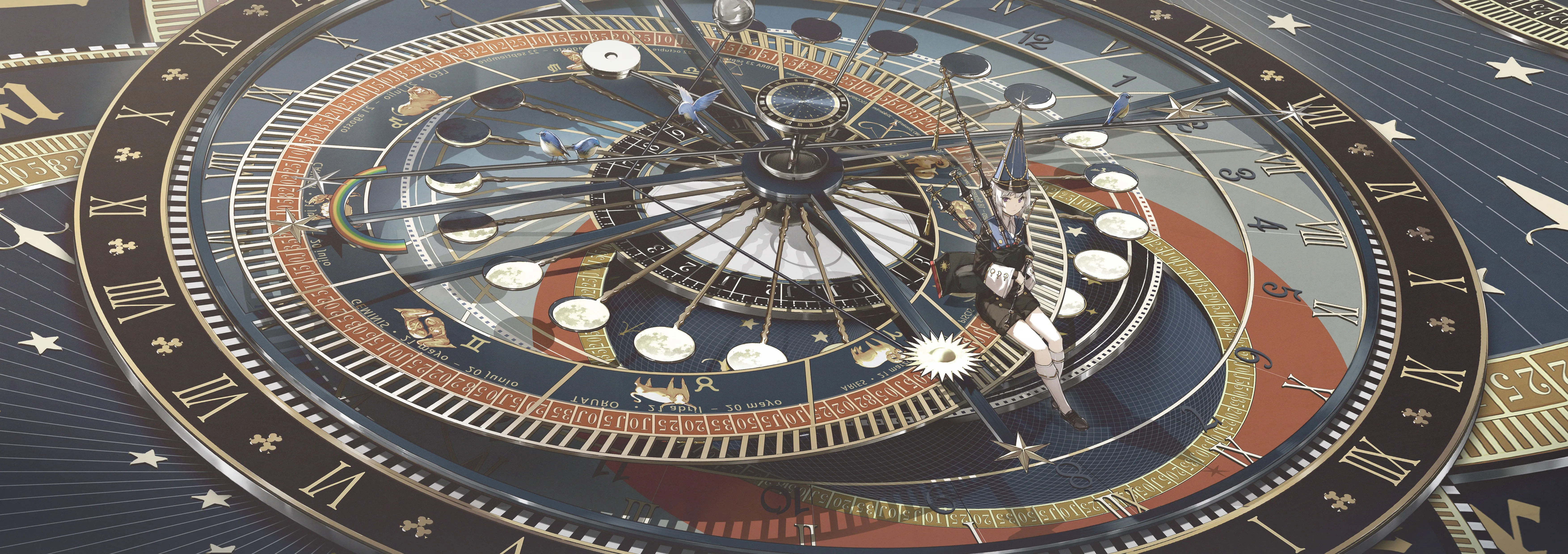 奇幻女孩 坐着 坐着 动漫 动漫女孩 奇幻艺术 数字 帽子 4K壁纸