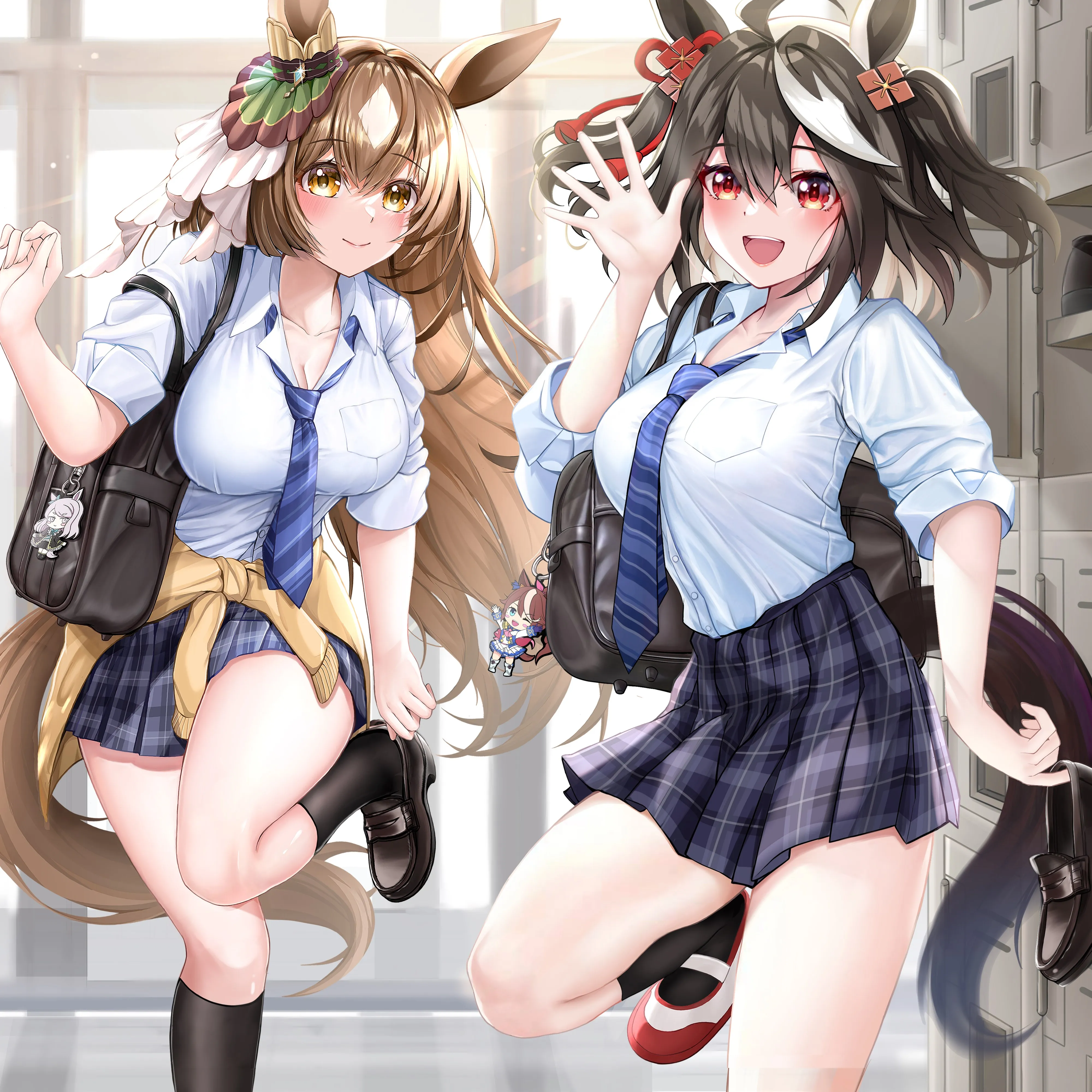 短发 长发 深色头发 动漫 漂亮 动漫女孩 校服 兽耳 赛马娘 黑发 AI艺术 手机壁纸 4K壁纸