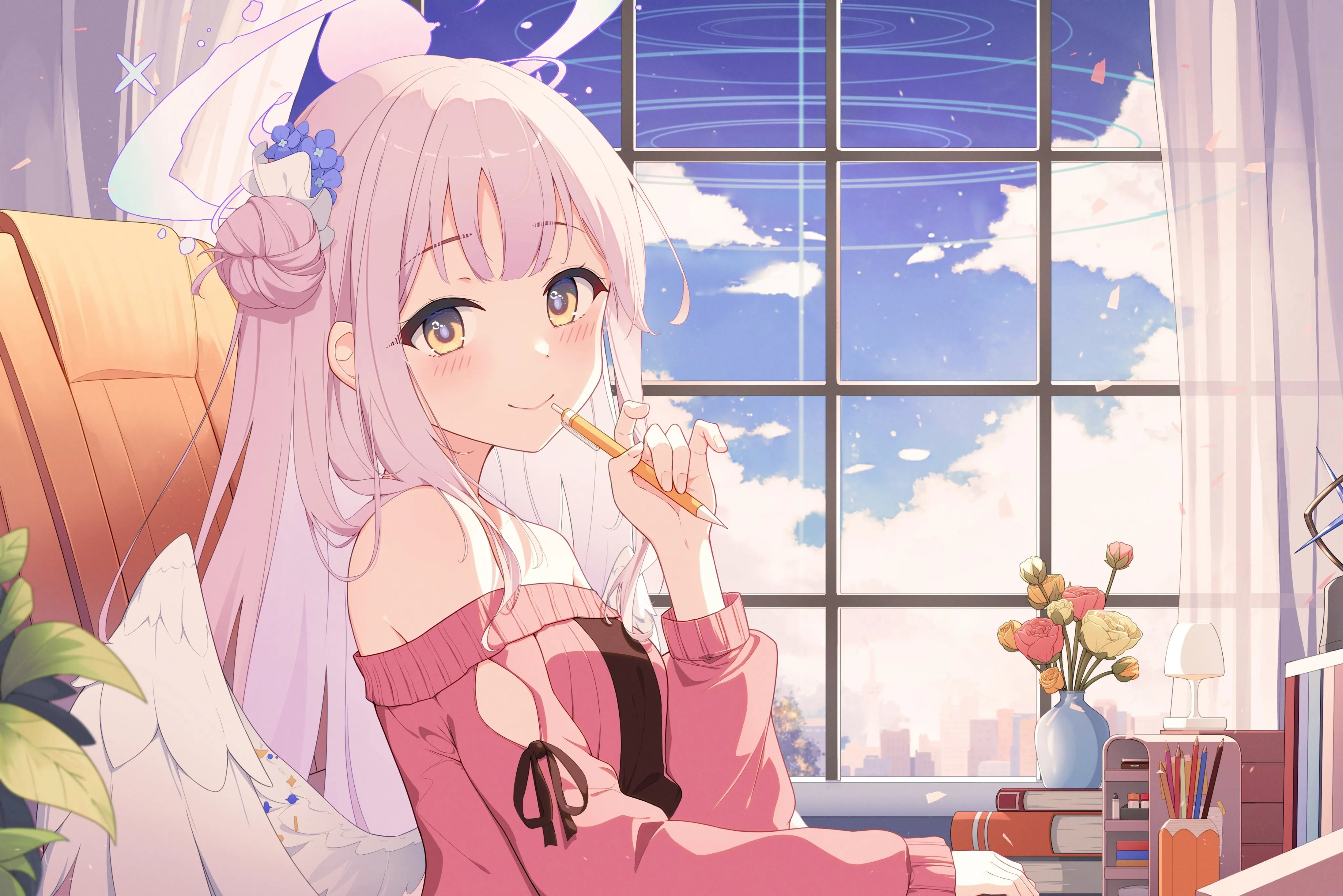 粉色头发 蔚蓝档案 动漫女孩 米卡 翅膀 4K壁纸 4K壁纸