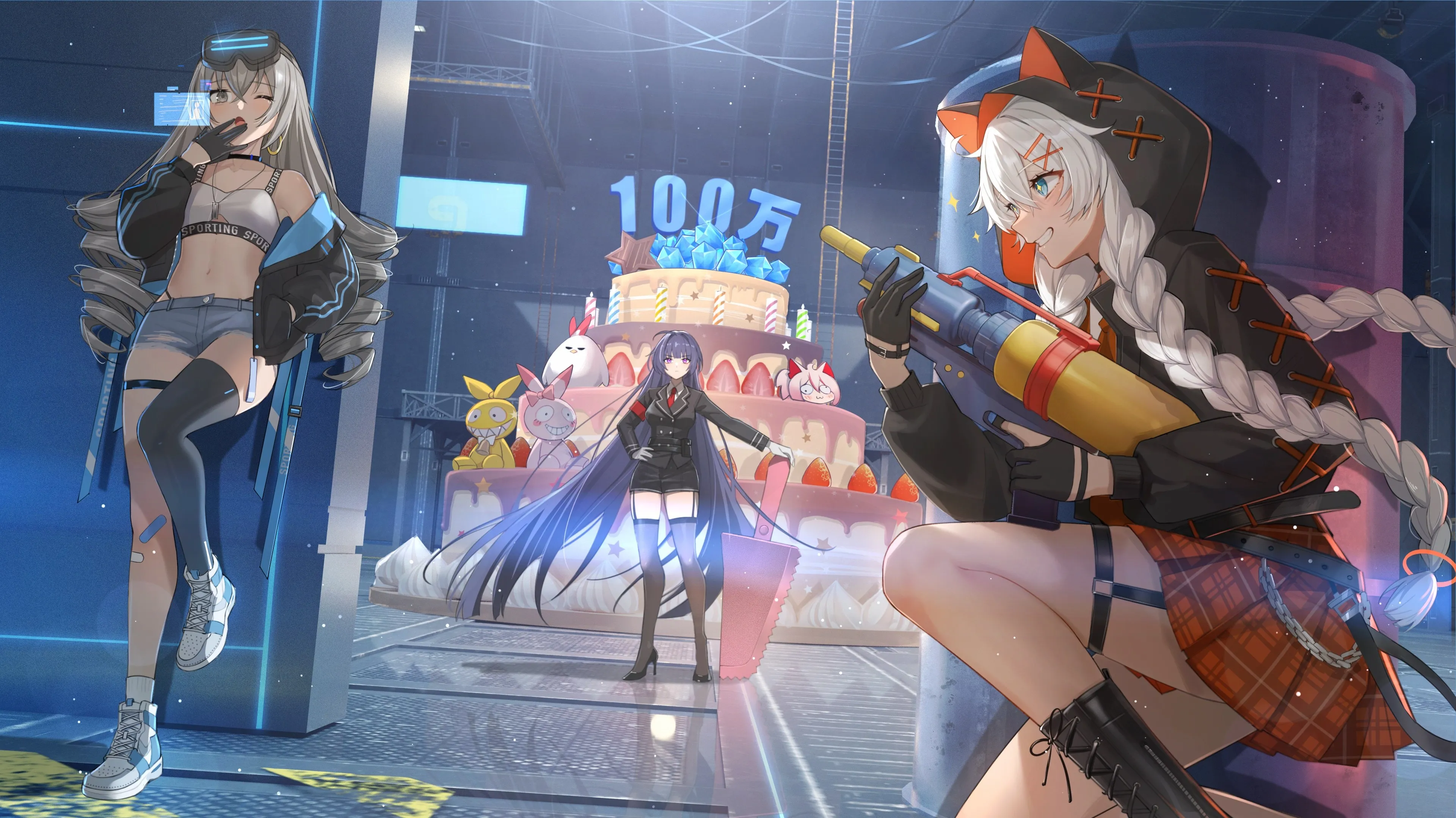 动漫 动漫女孩 蛋糕 草莓 短裤 4K壁纸