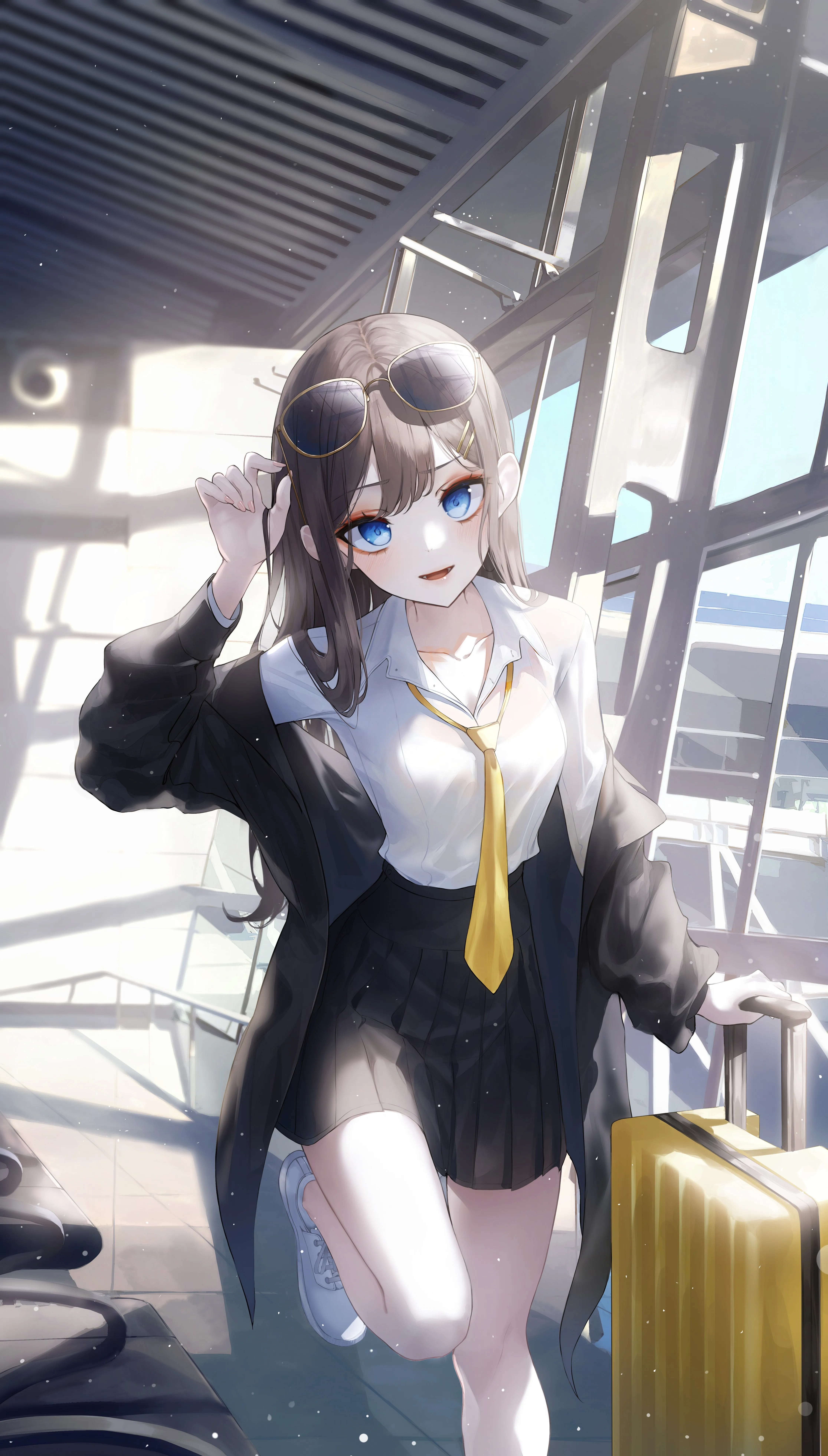 动漫 动漫女孩 太阳镜 手机壁纸 4K壁纸