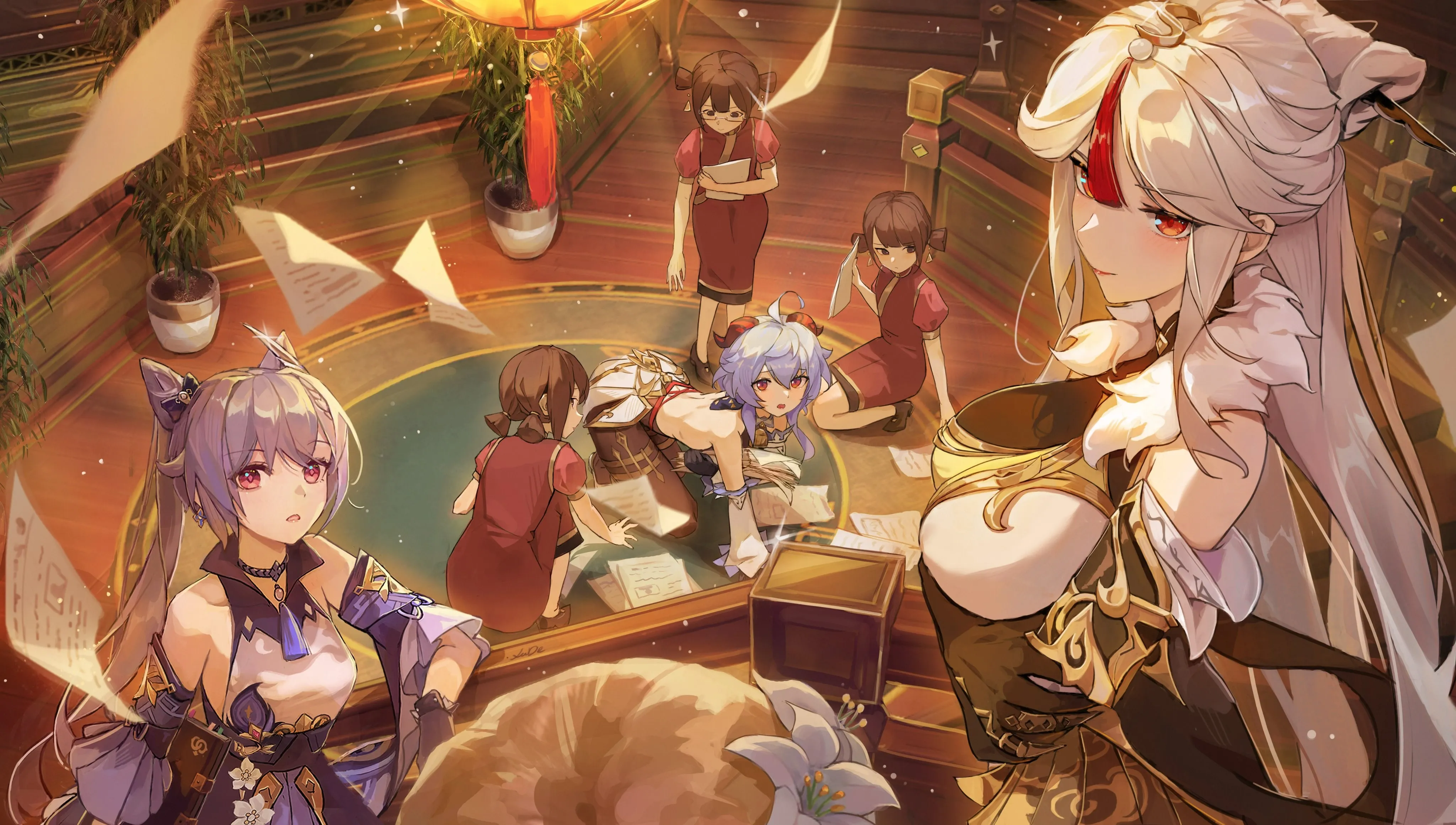 原神 动漫 女孩 图书馆 4K壁纸