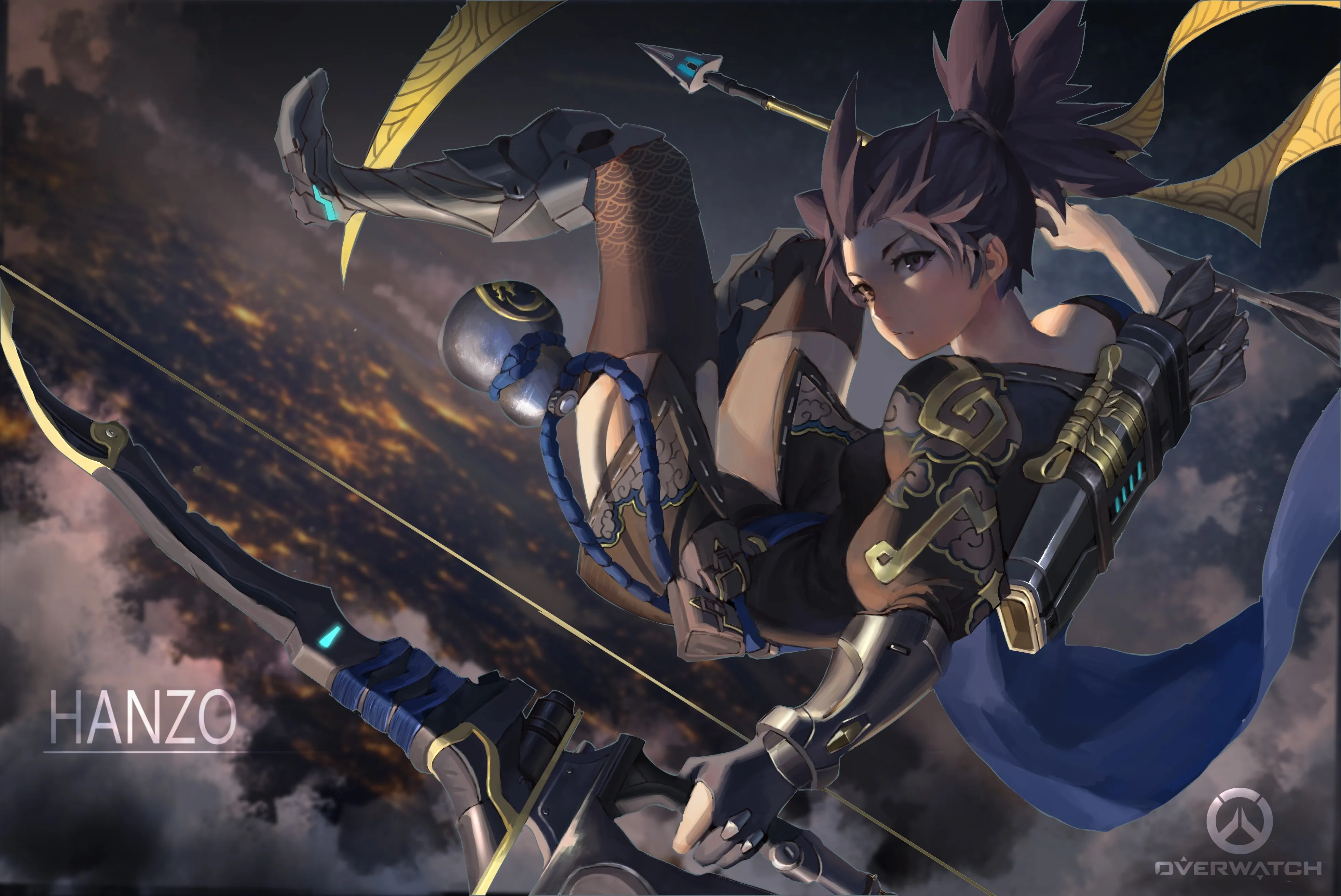 守望 短发 动漫 女孩 守望 盔甲 服装 武器 弓 4K壁纸