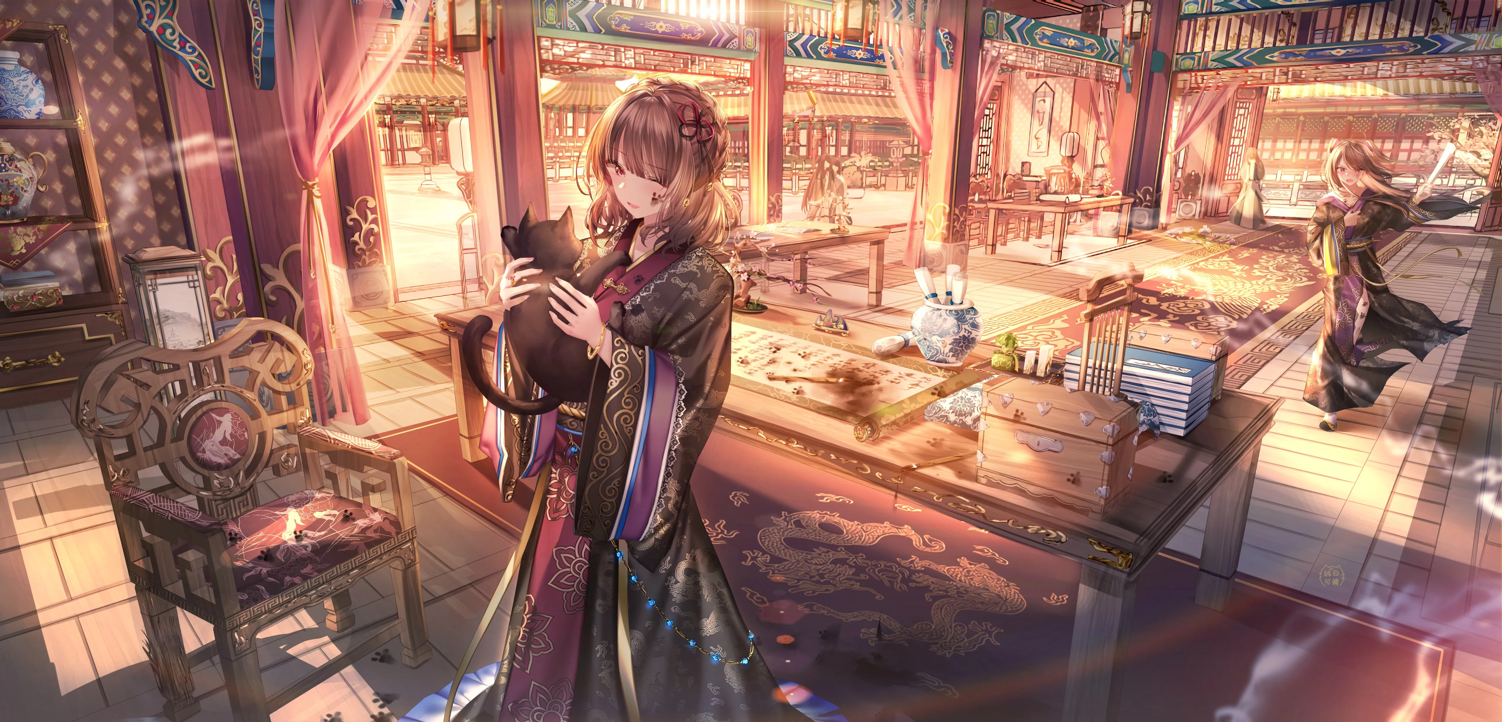 动漫 猫 国风 汉服 4K壁纸