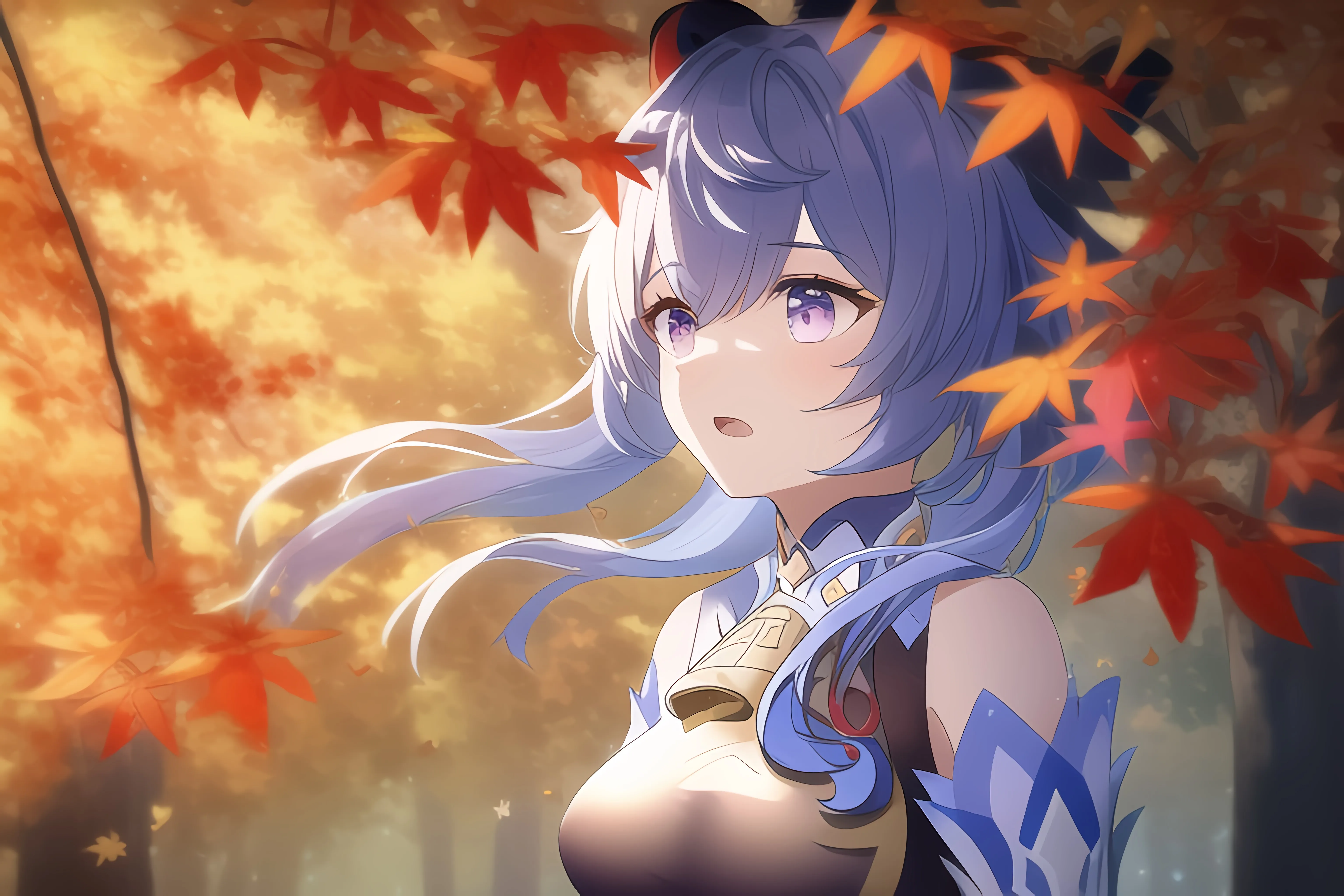 动漫 女孩 原神 感宇 树叶 树 4K壁纸