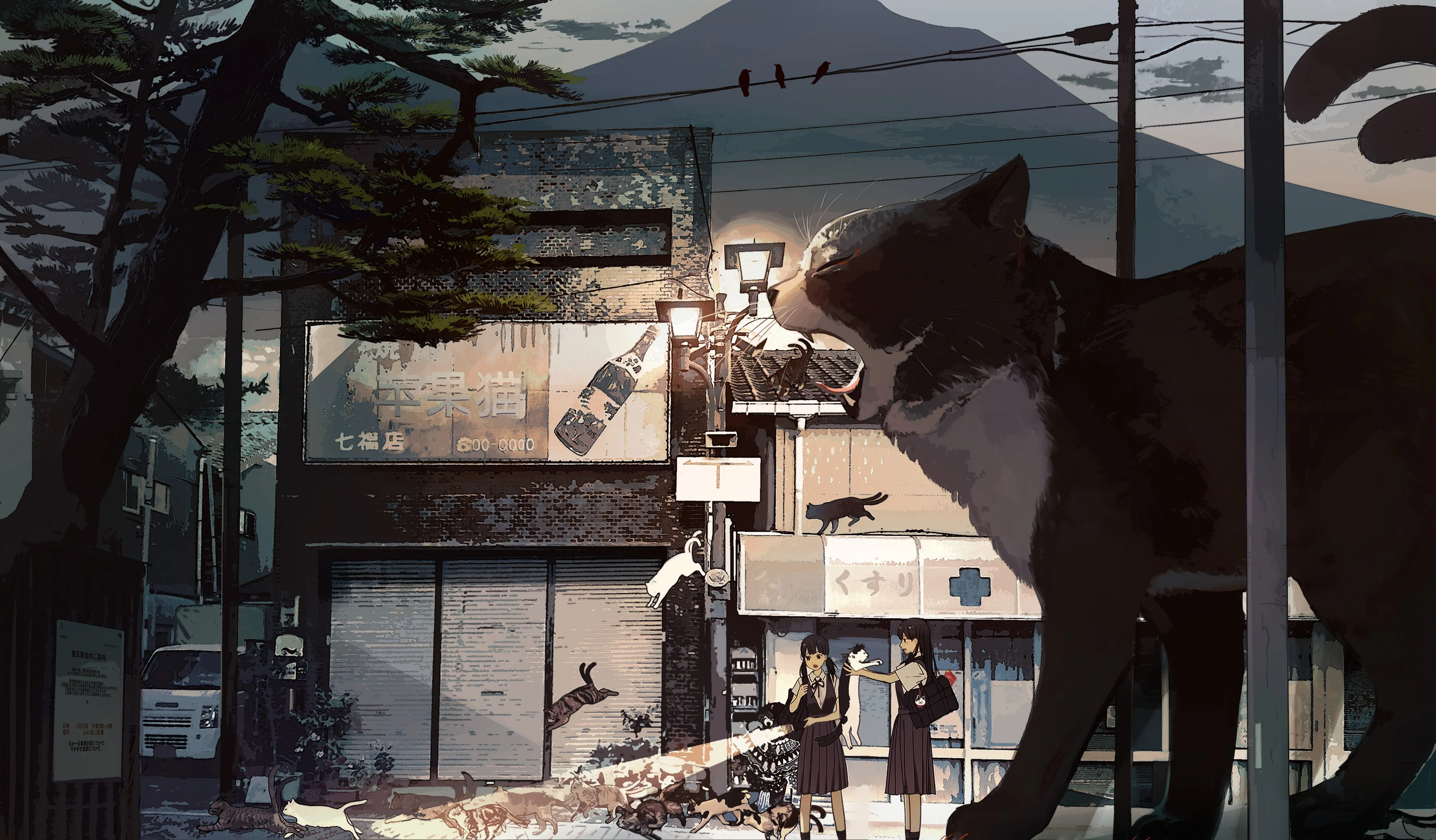 原创 人物 库卡 动漫 女孩 猫 校服 4K壁纸