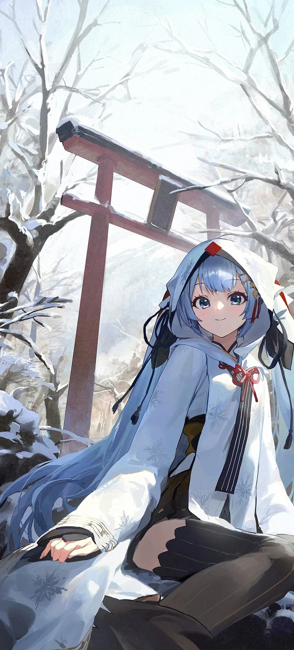 莫西 艺术家 动漫 动漫女孩 冬天 鸟取 雪 小提琴 初音 由纪 4壁纸