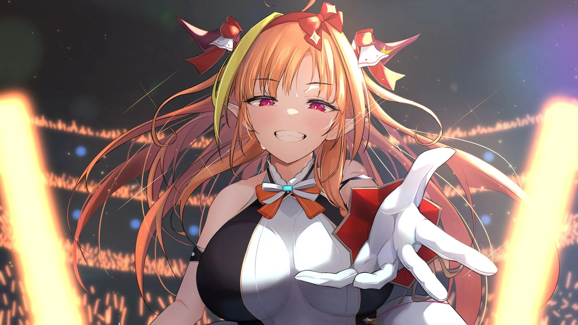 桐生可可 红发 粉红色的眼睛 微笑 动漫女孩 二次元