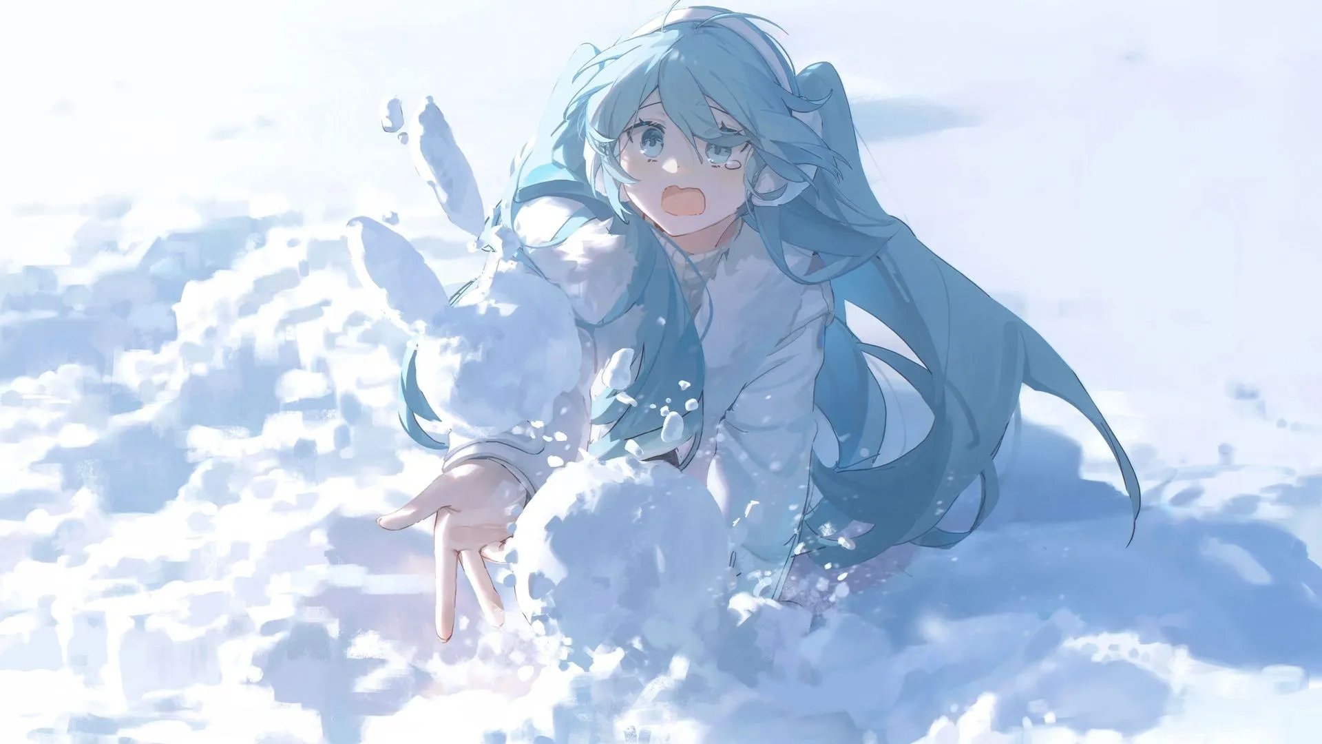 皮耶夫 动漫女孩 冬天 雪地哭泣的女孩