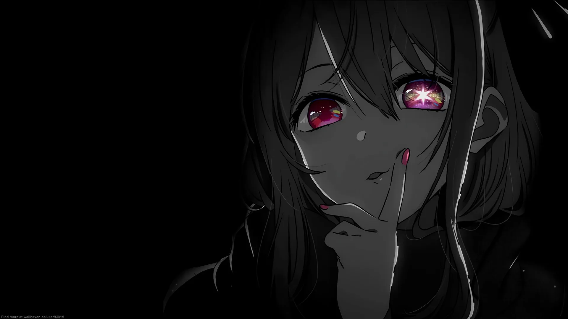 观看者 动漫女孩 简单背景 星星眼睛 红宝石星野 极简主义