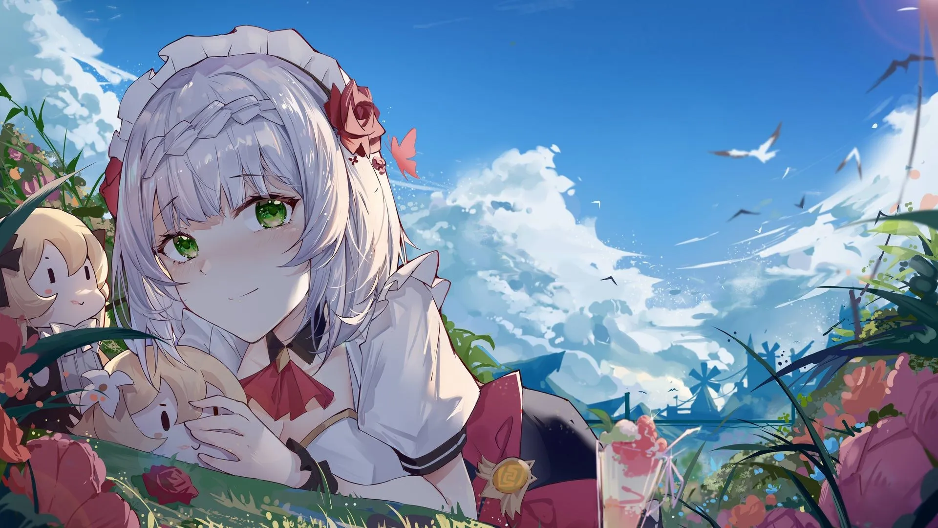 雅珠 动漫女孩 天空 云 诺埃尔 原神