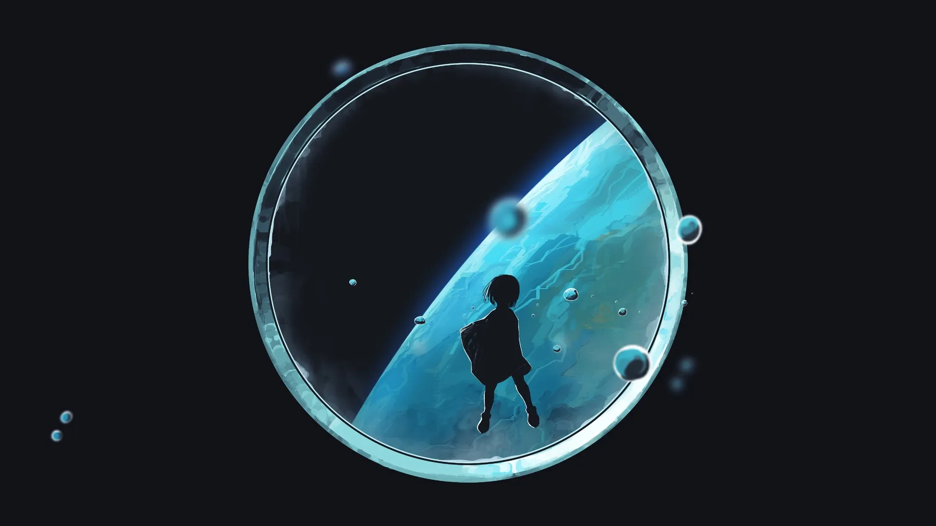 优雅 AI艺术 图片 插图 窗口 空间 气泡 科幻小说