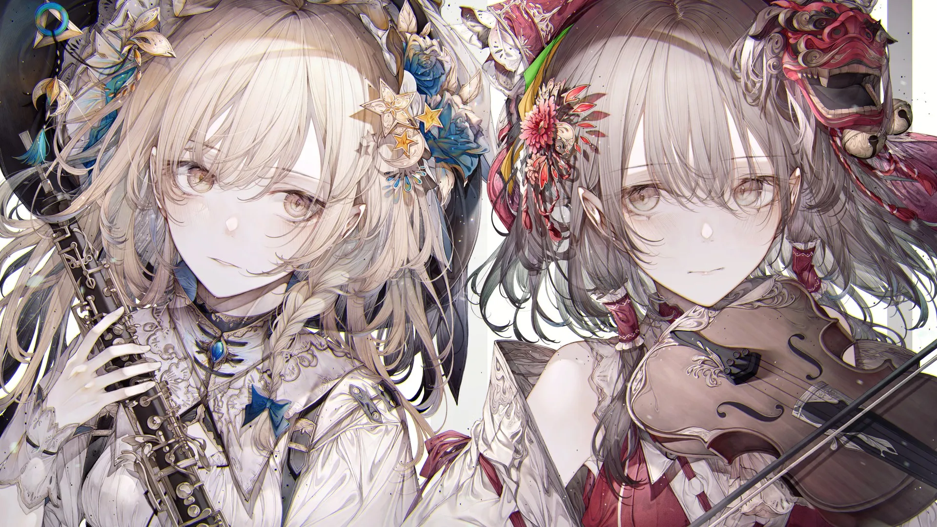 动漫 动漫女孩 小莫鲁 艺术作品 白井灵木 麒麟玛丽莎 乐器