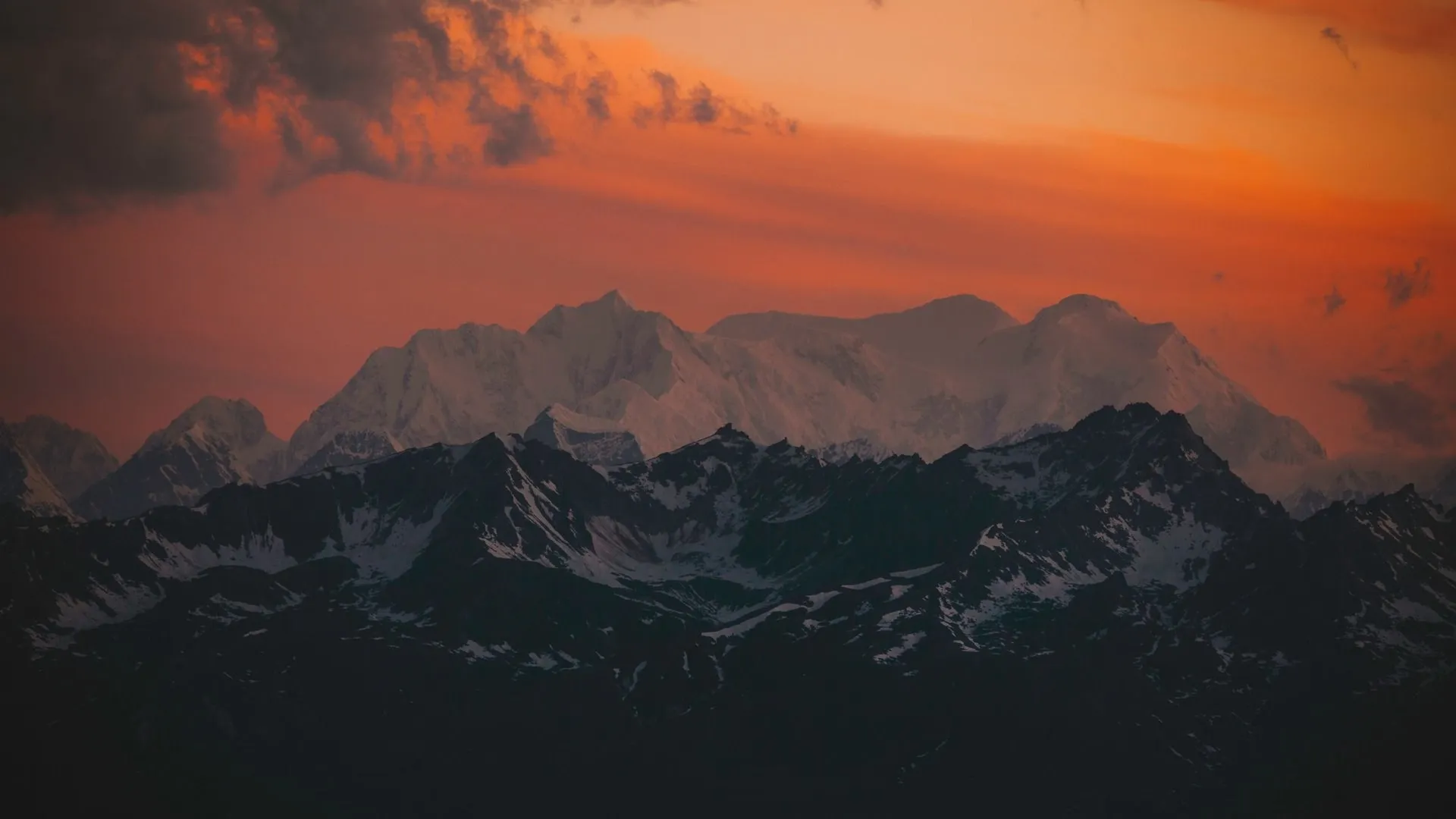 风景 自然 日落 山 云 雪山 电脑壁纸 4K壁纸