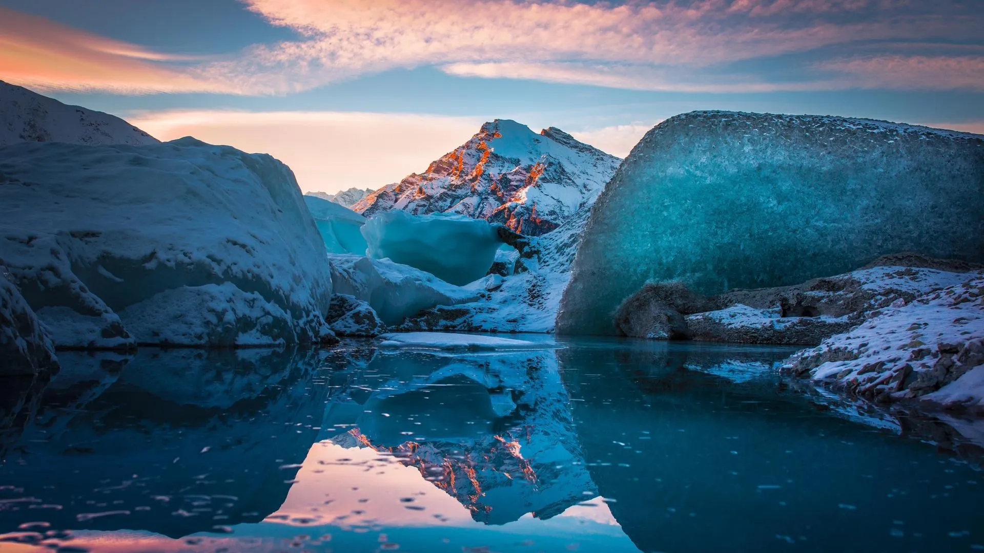 自然 风景 冰 反射 山 雪 电脑壁纸 4K壁纸