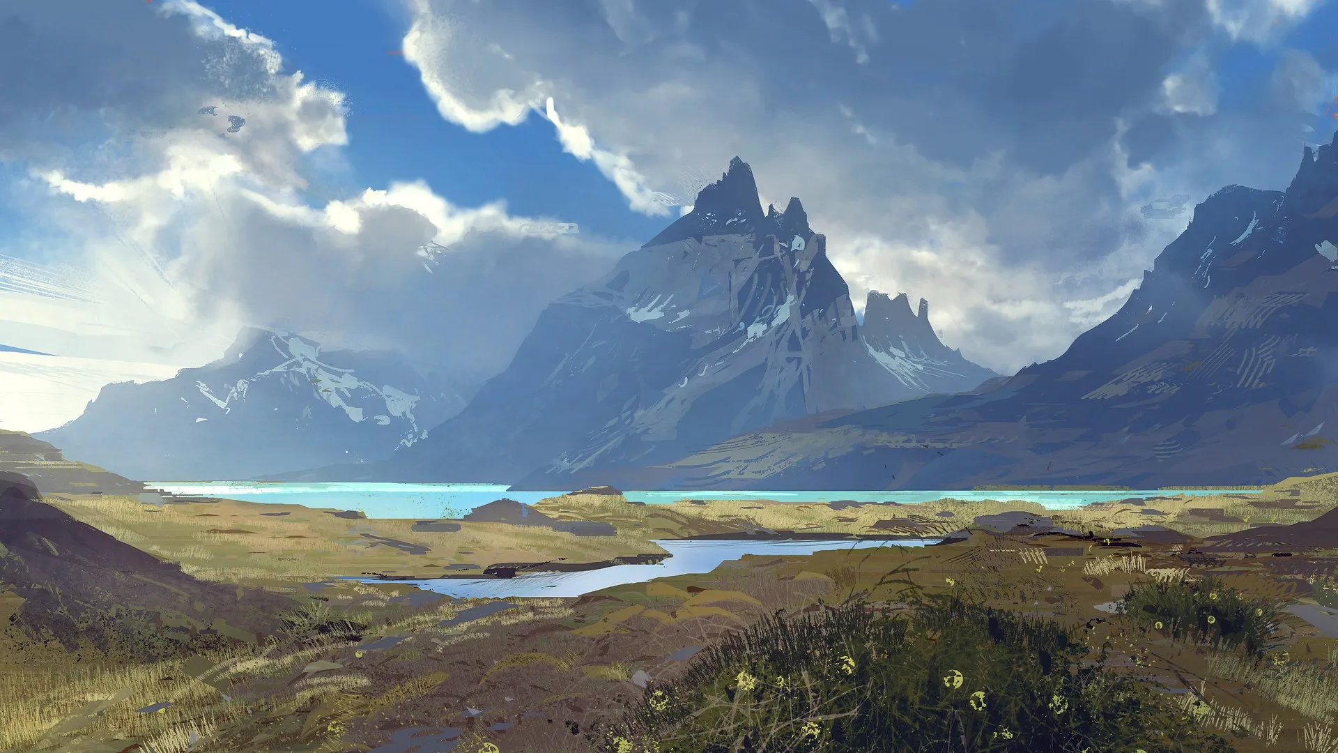 AI艺术 自然 河流 山脉 风景 电脑壁纸 4K壁纸