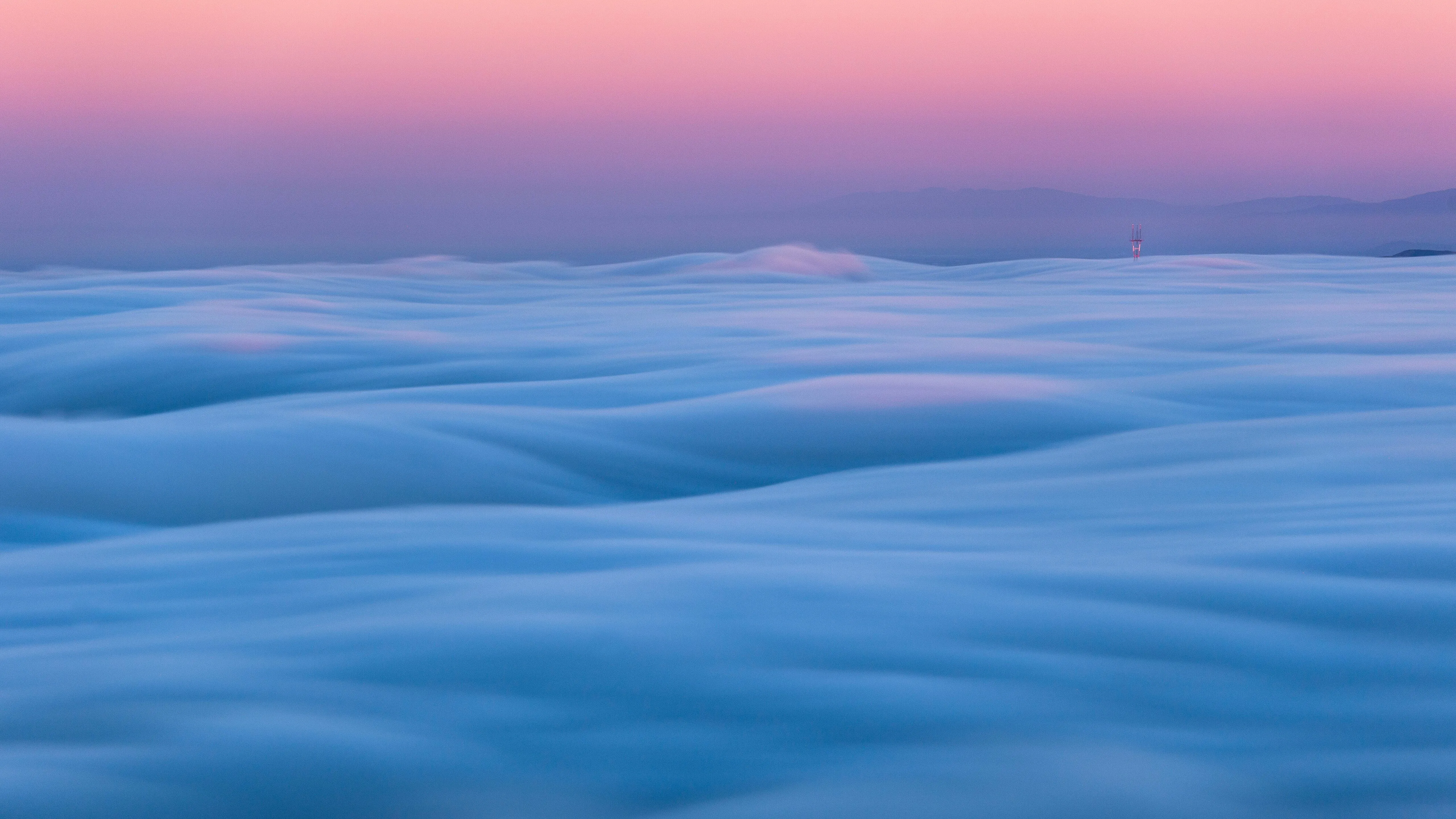 自然 风景 云 山脉 天空 雾 塔 云海 4K壁纸